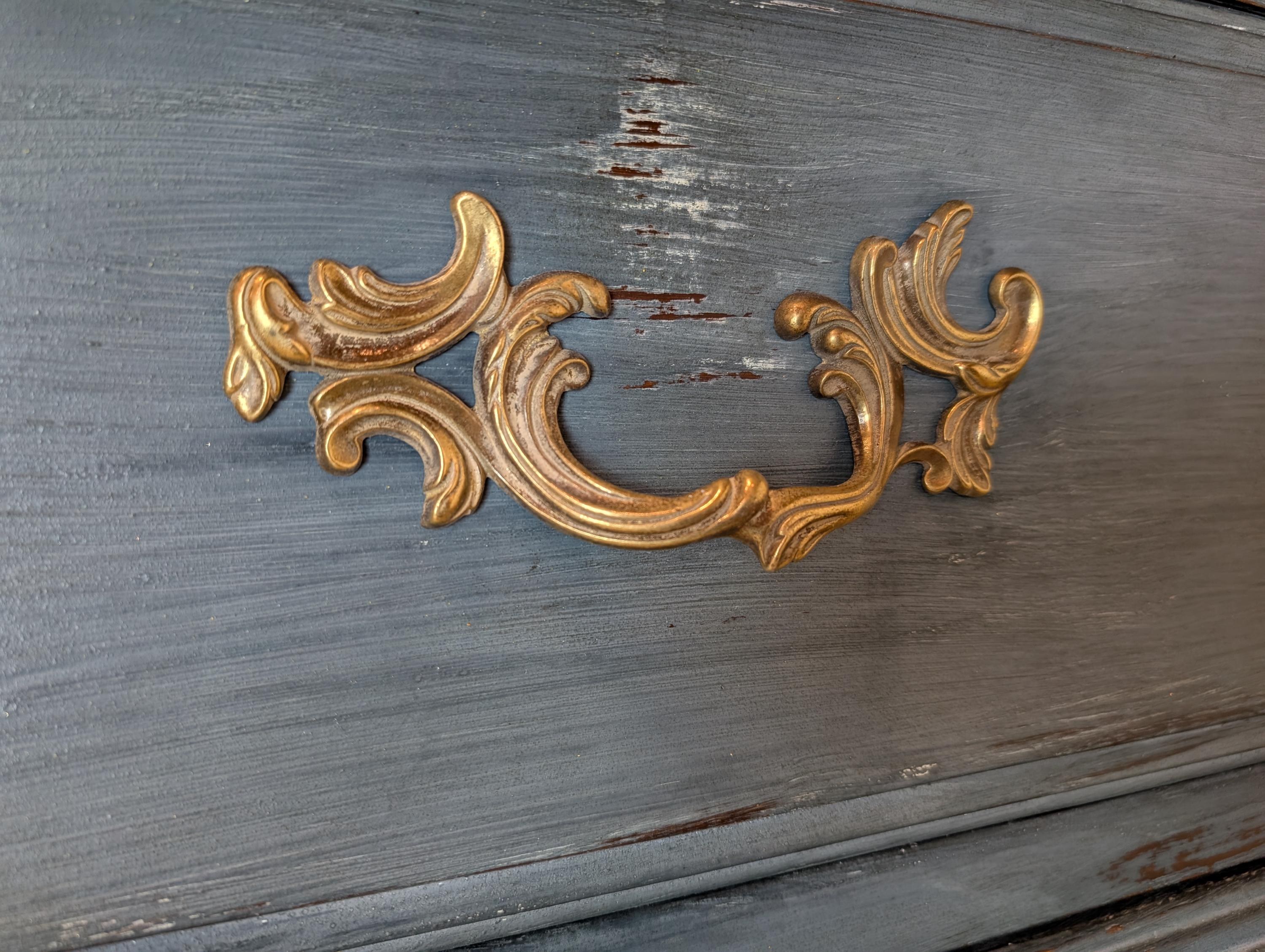 CUSTOME Order Option: Vintage French Provincial Blue Bombe Dresser, view 9