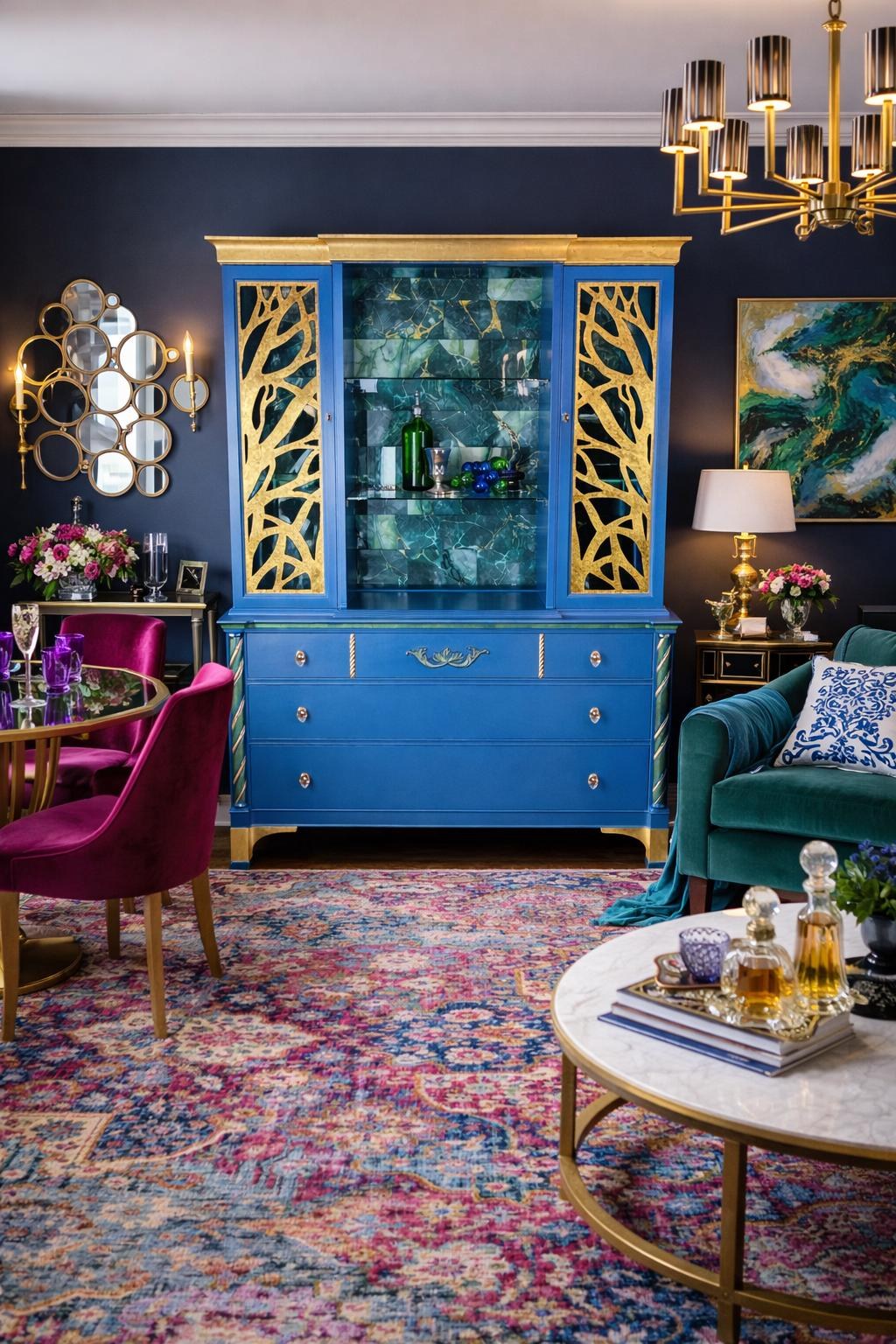 Hollywood Regency Modern Glam Hutch Liquor Cabinet, view 11