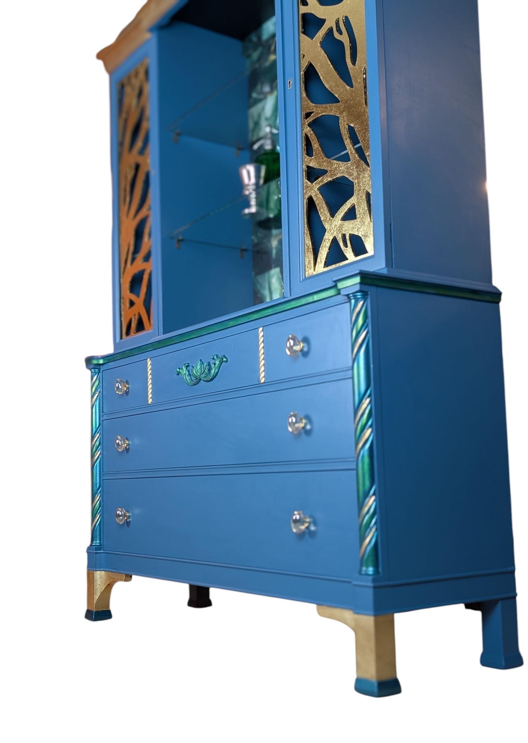 Hollywood Regency Modern Glam Hutch Liquor Cabinet, view 12