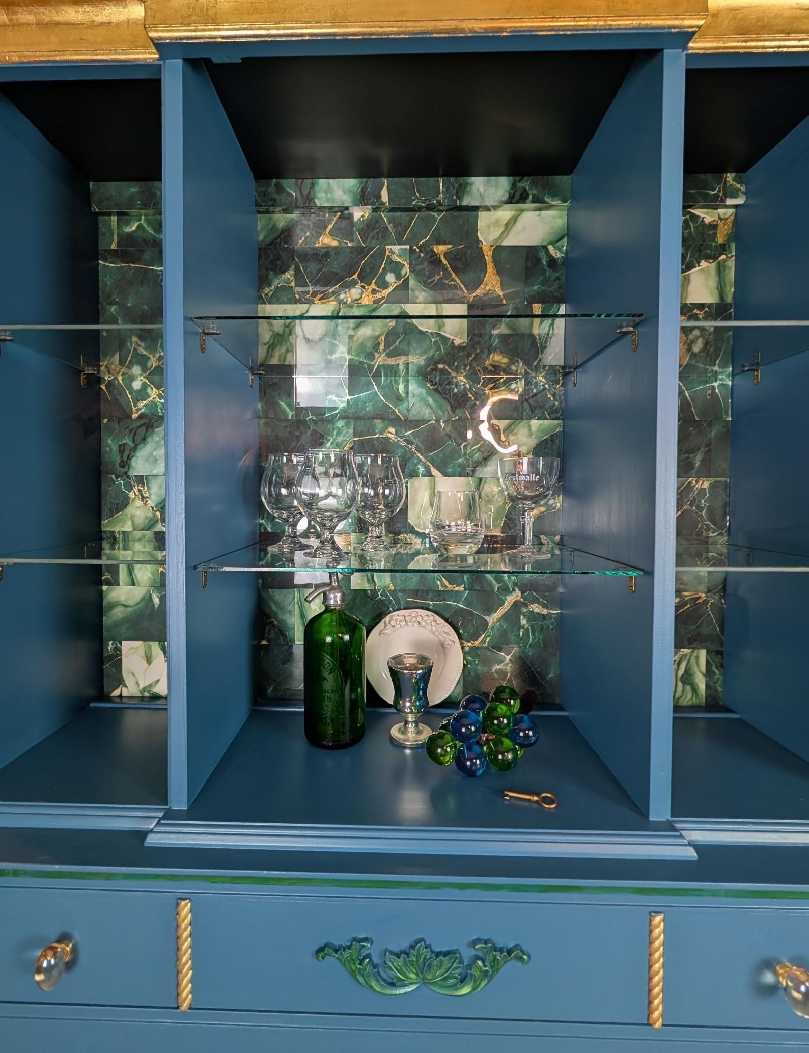 Hollywood Regency Modern Glam Hutch Liquor Cabinet, view 15