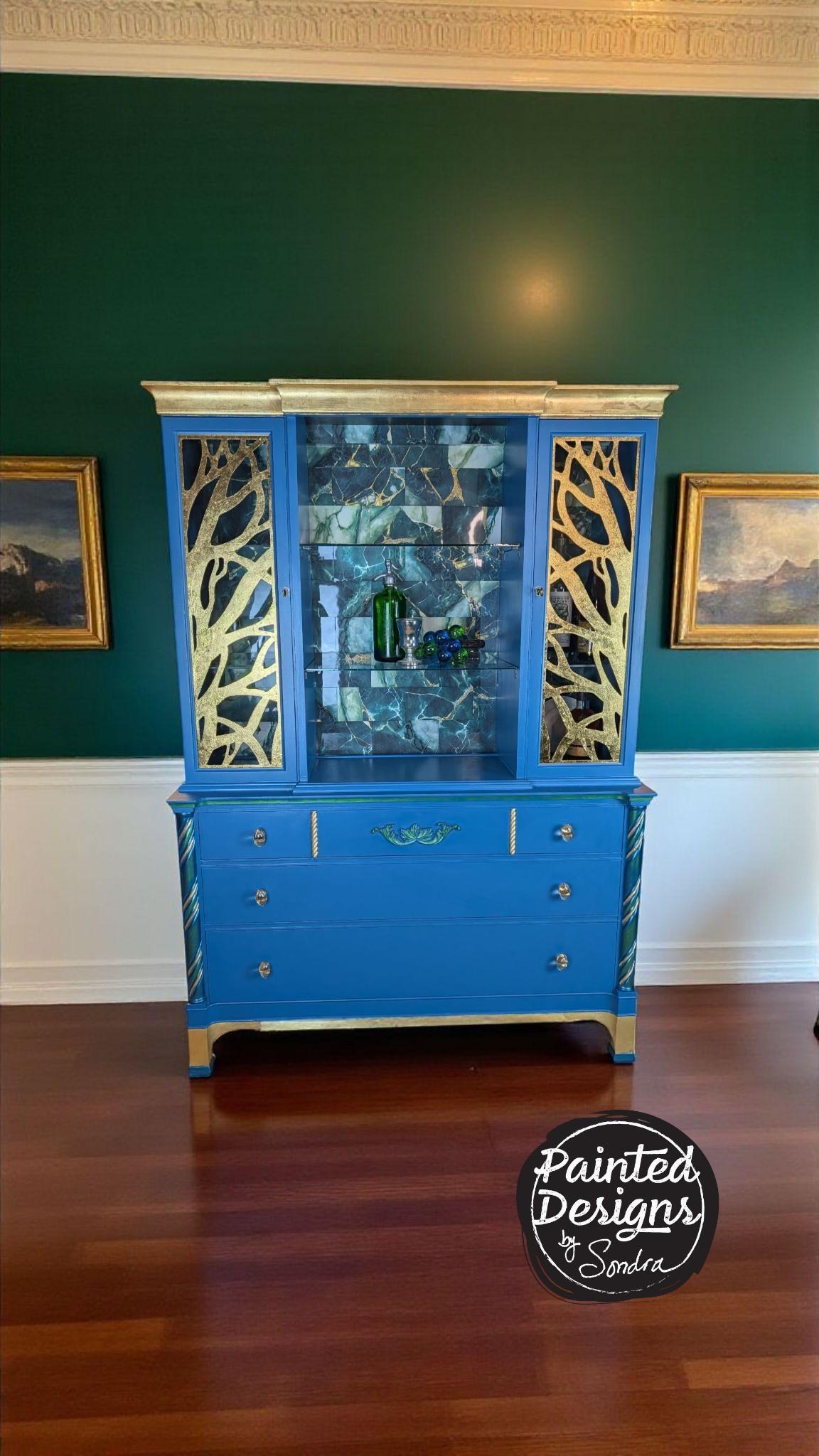 Hollywood Regency Modern Glam Hutch Liquor Cabinet, view 18