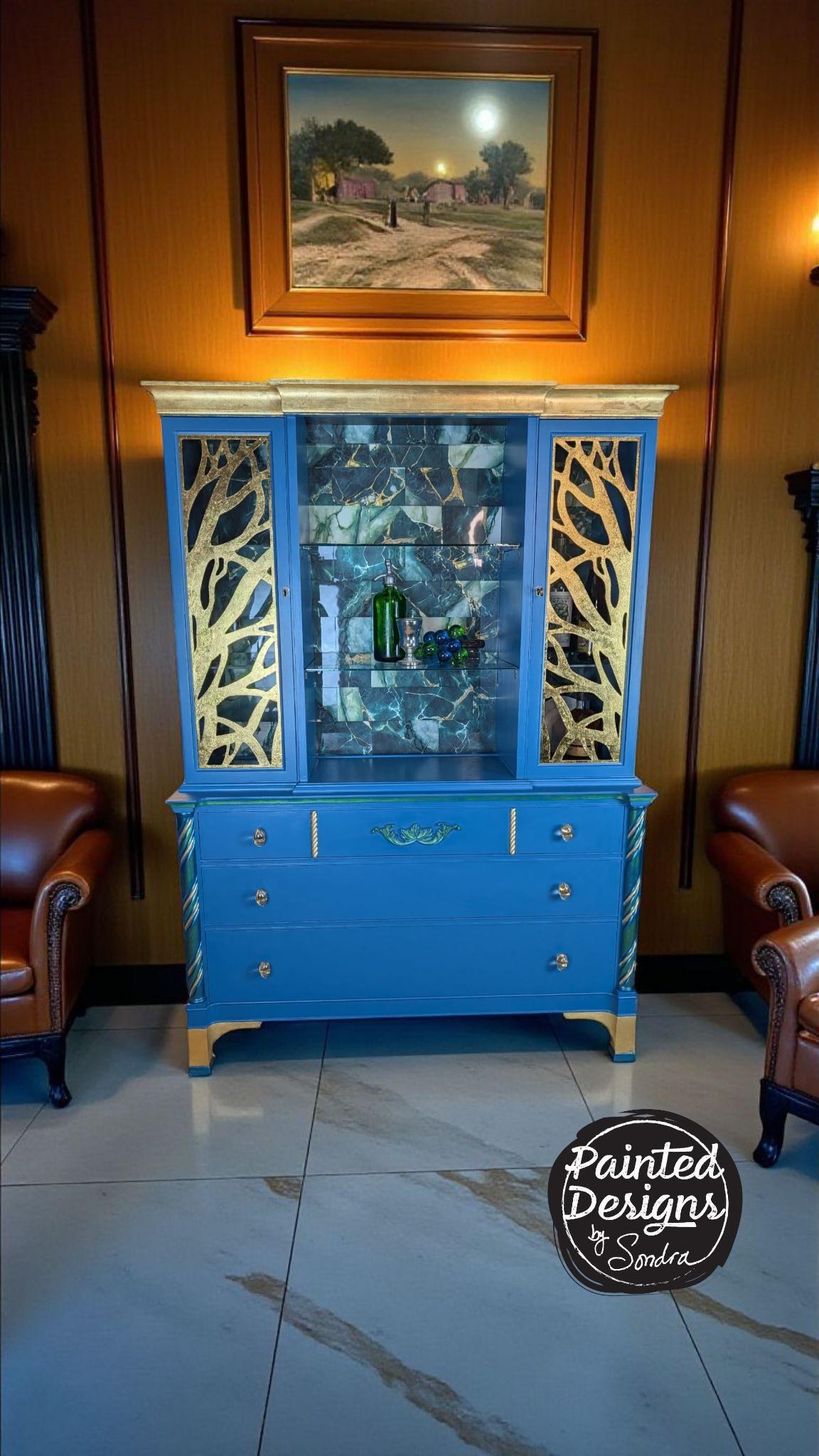 Hollywood Regency Modern Glam Hutch Liquor Cabinet, view 19