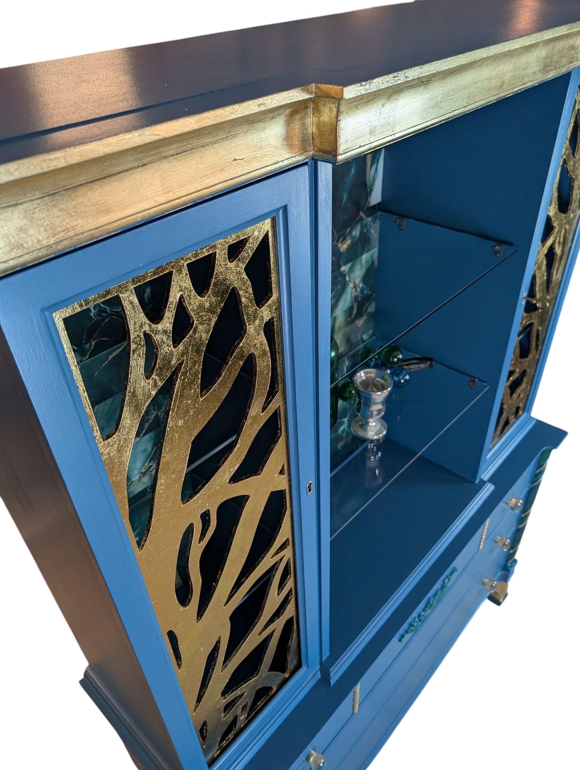 Hollywood Regency Modern Glam Hutch Liquor Cabinet, view 6