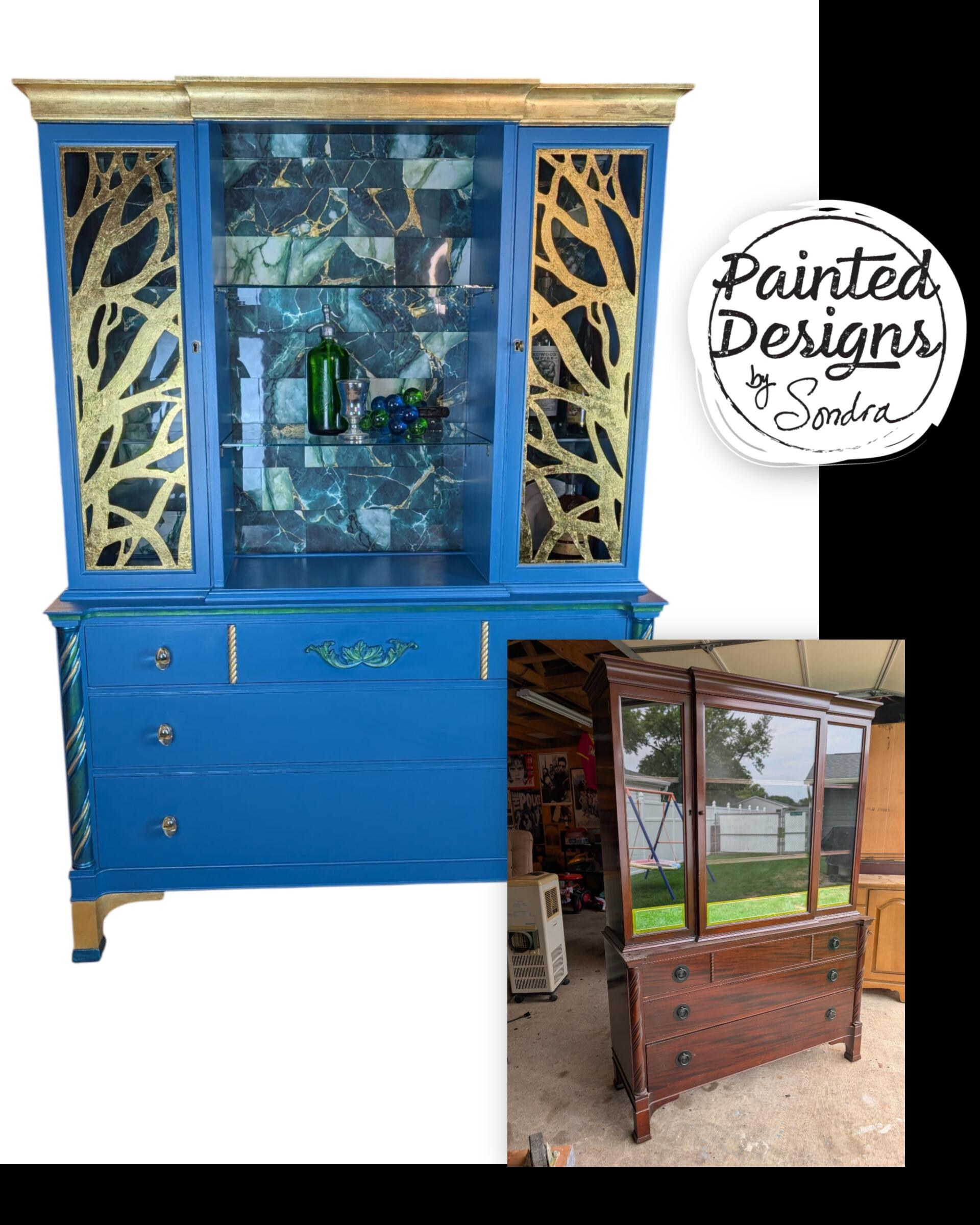 Hollywood Regency Modern Glam Hutch Liquor Cabinet, view 10