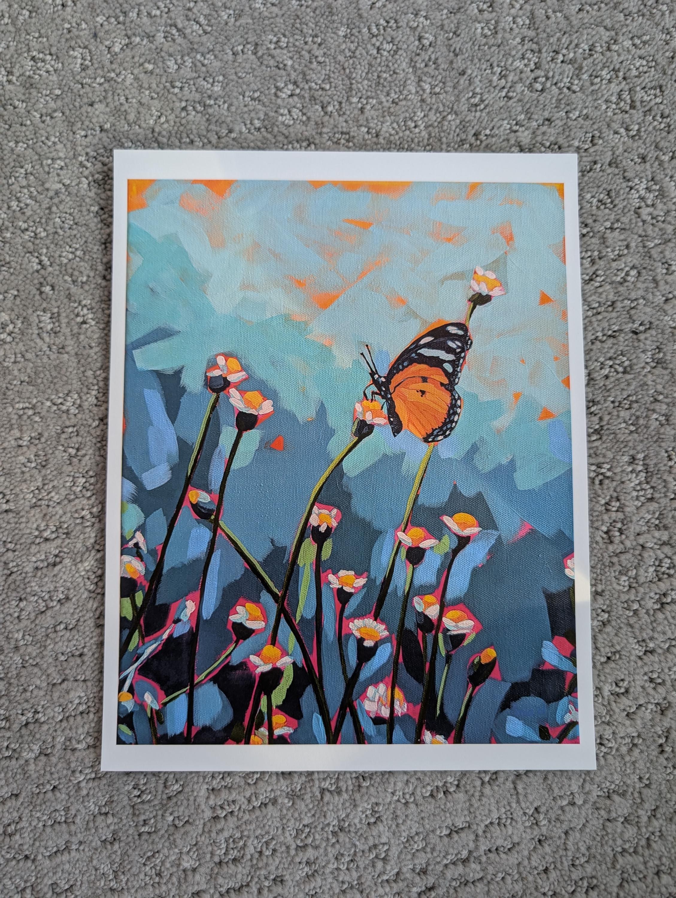 Flower Field Butterfly PRINT of Acrylic Painting, view 4