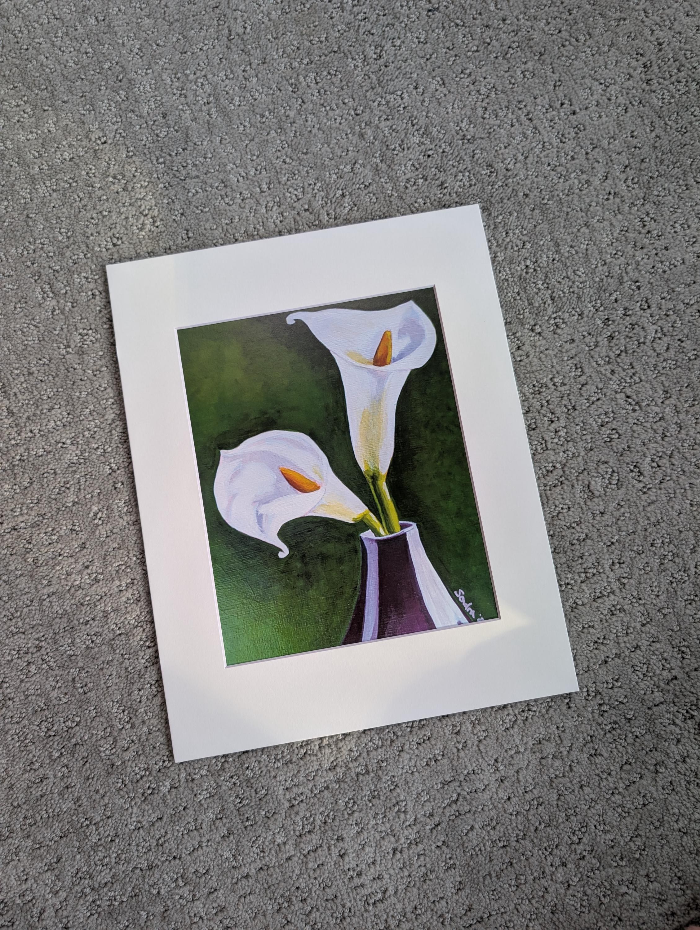 White Calla Lilies PRINT of Acrylic Painting, view 2