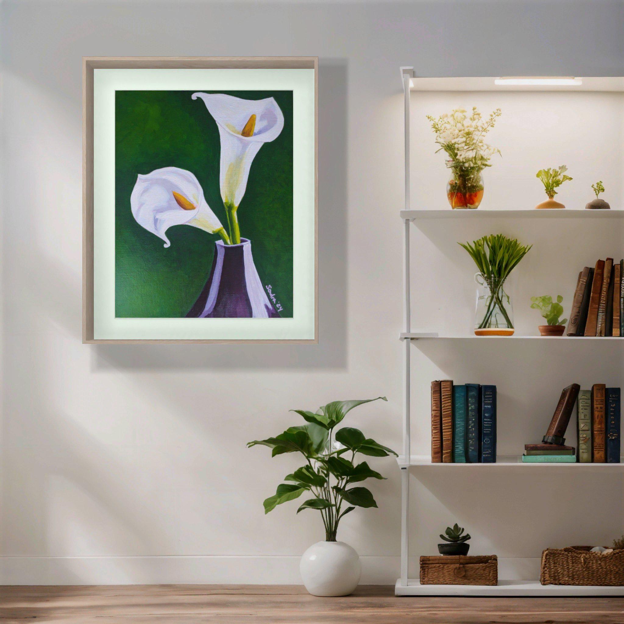 White Calla Lilies PRINT of Acrylic Painting, view 3