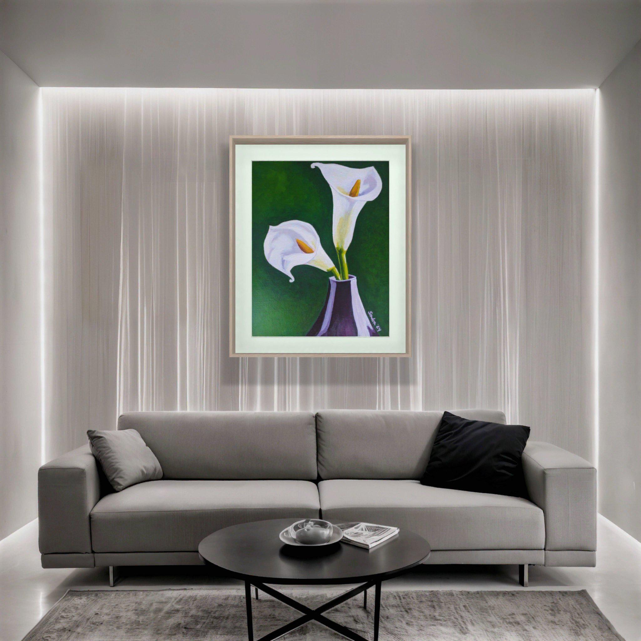 White Calla Lilies PRINT of Acrylic Painting, view 4
