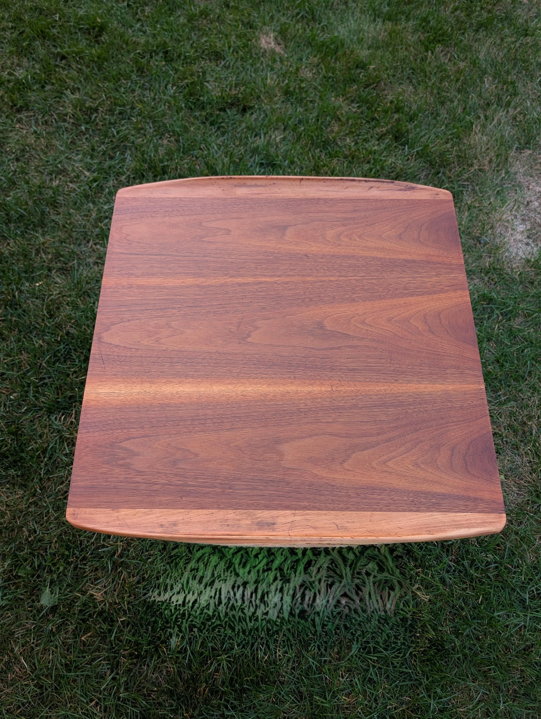 Vintage Bassett Artisan MCM Walnut Lamp Table 1960s End table with shelf, view 7