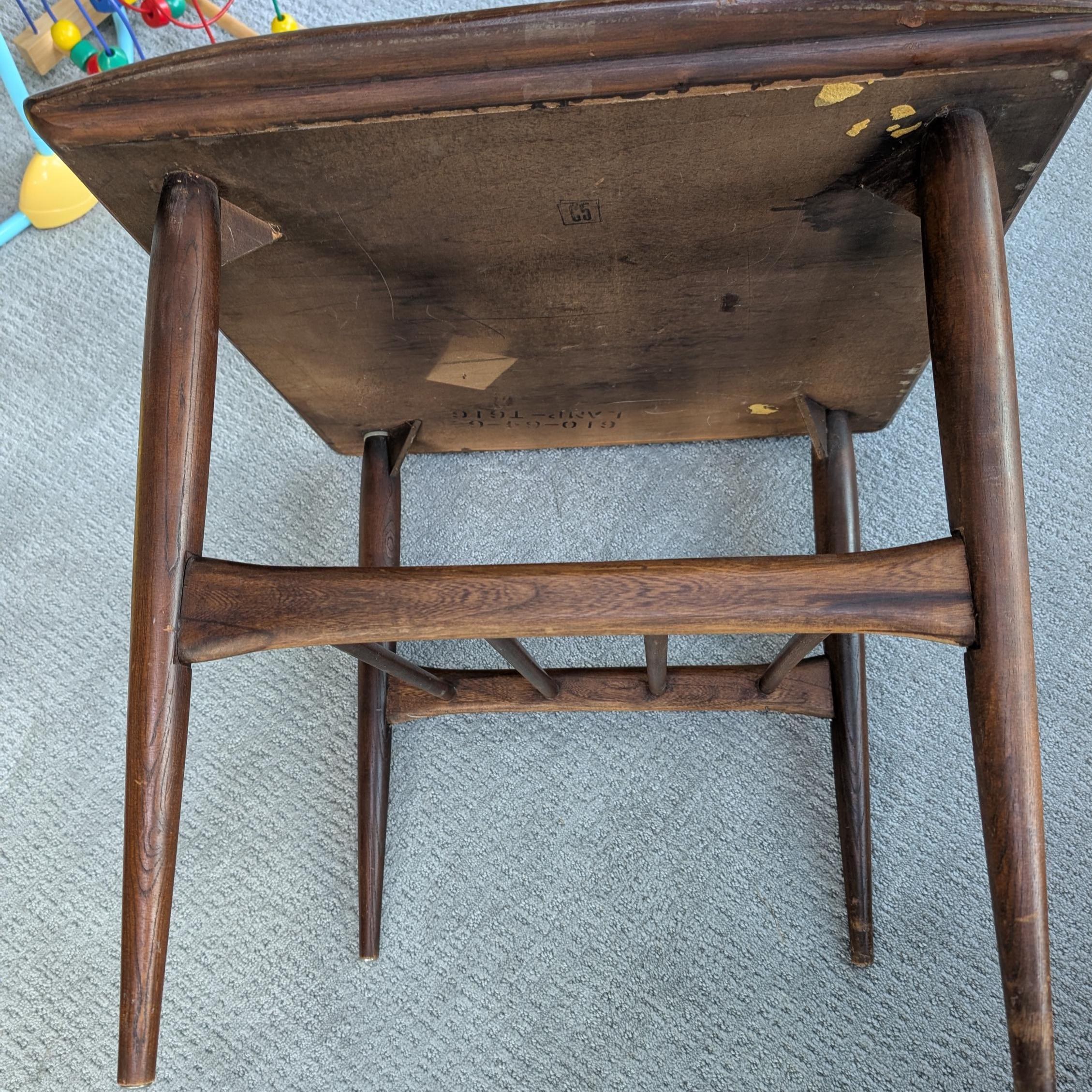 Vintage Bassett Artisan MCM Walnut Lamp Table 1960s End table with shelf, view 10