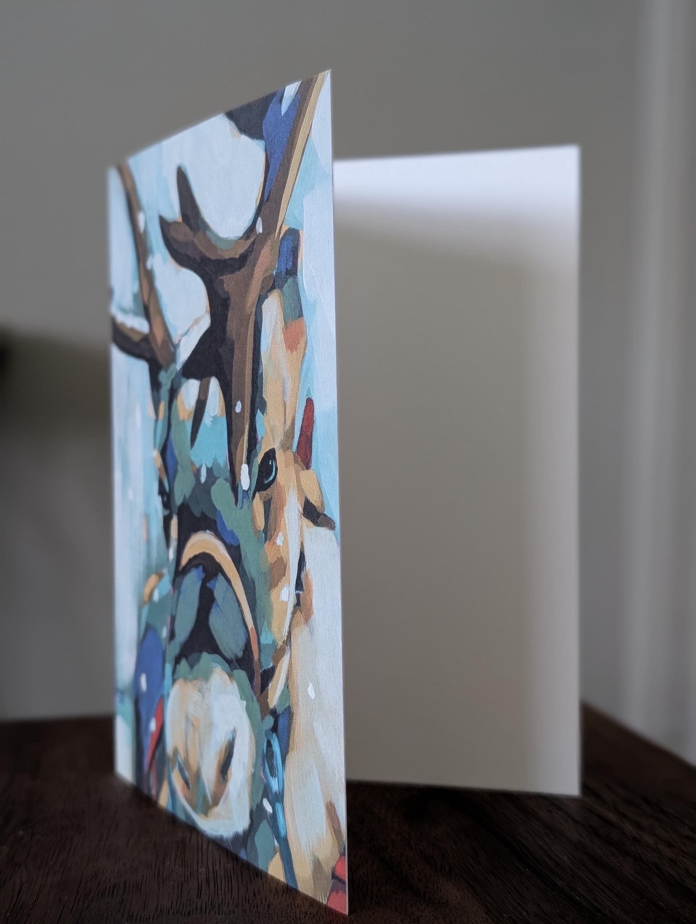 Winter Reindeer Greeting Cards of Acrylic Paintings Gift, view 2