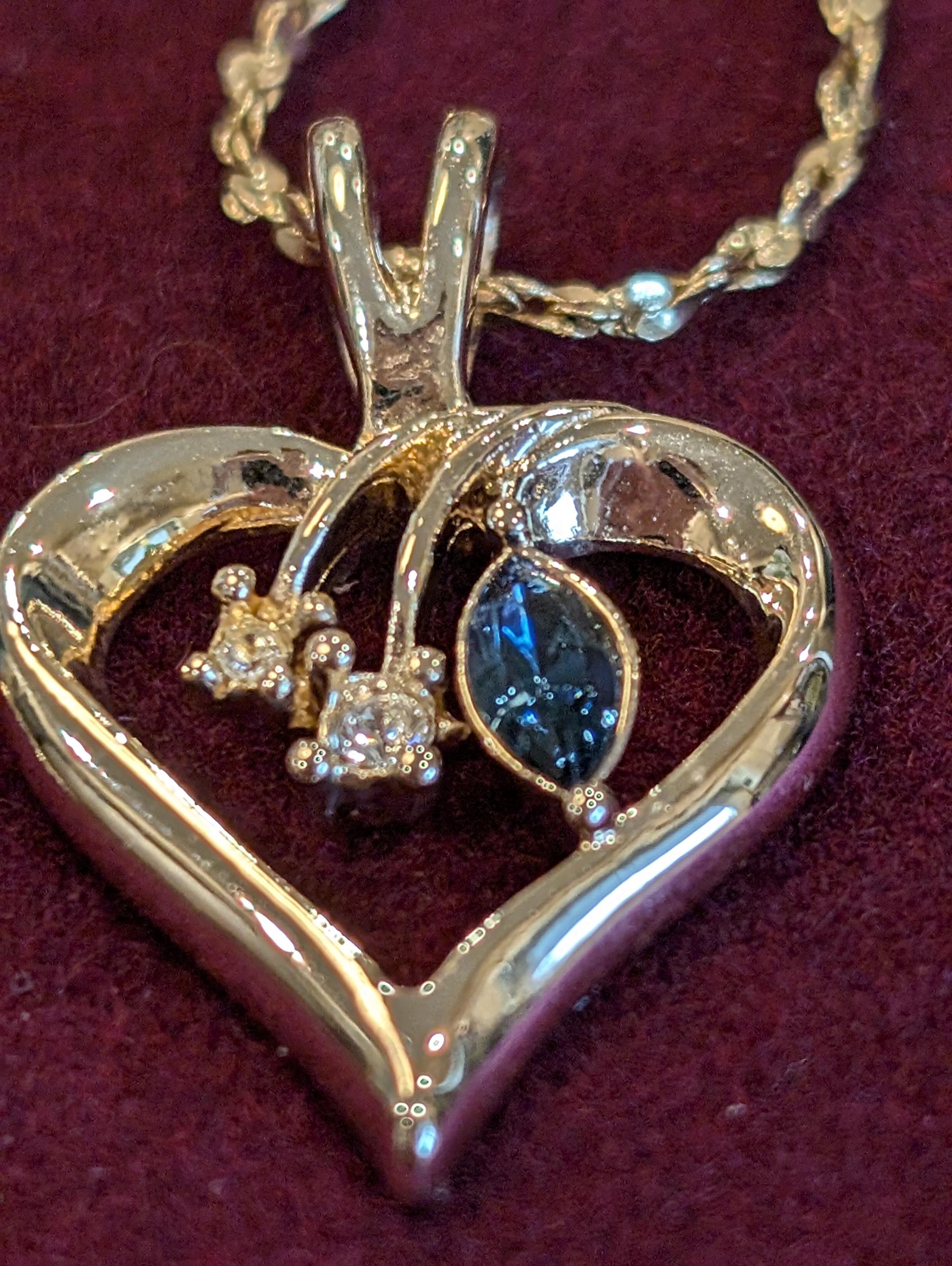 Gold tone heart Pendant necklace, view 2