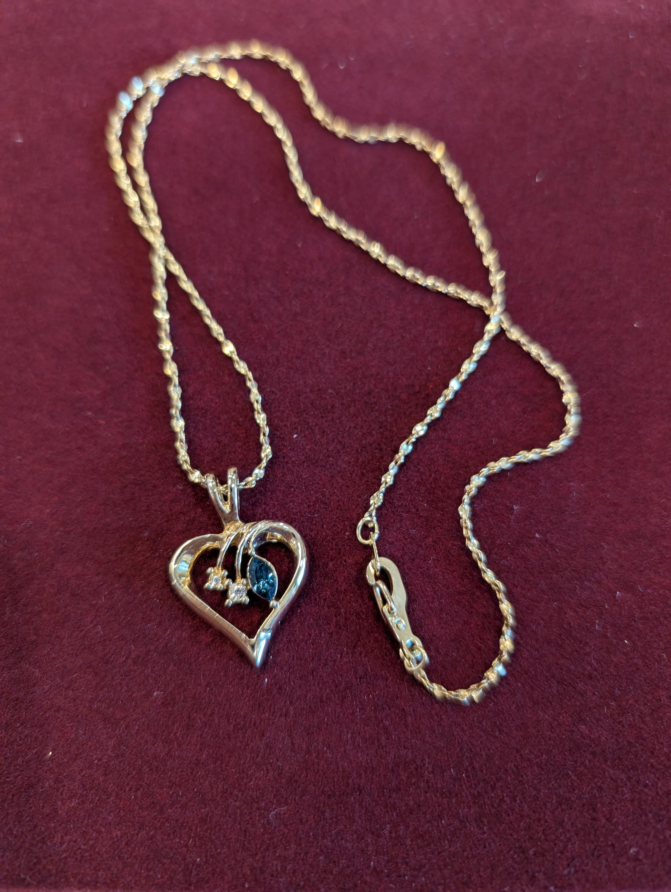 Gold tone heart Pendant necklace, view 4