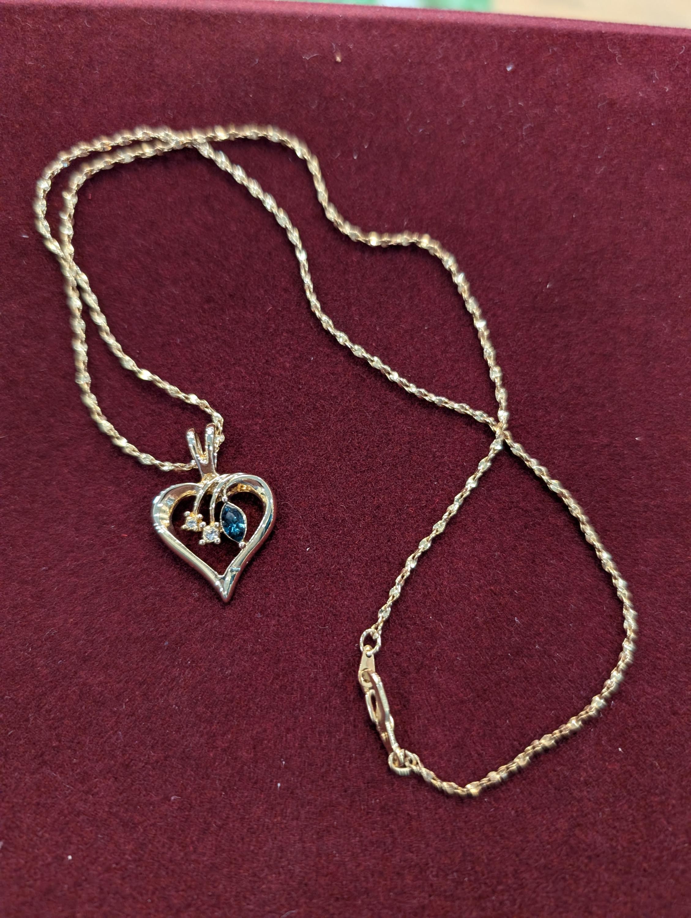 Gold tone heart Pendant necklace, view 5