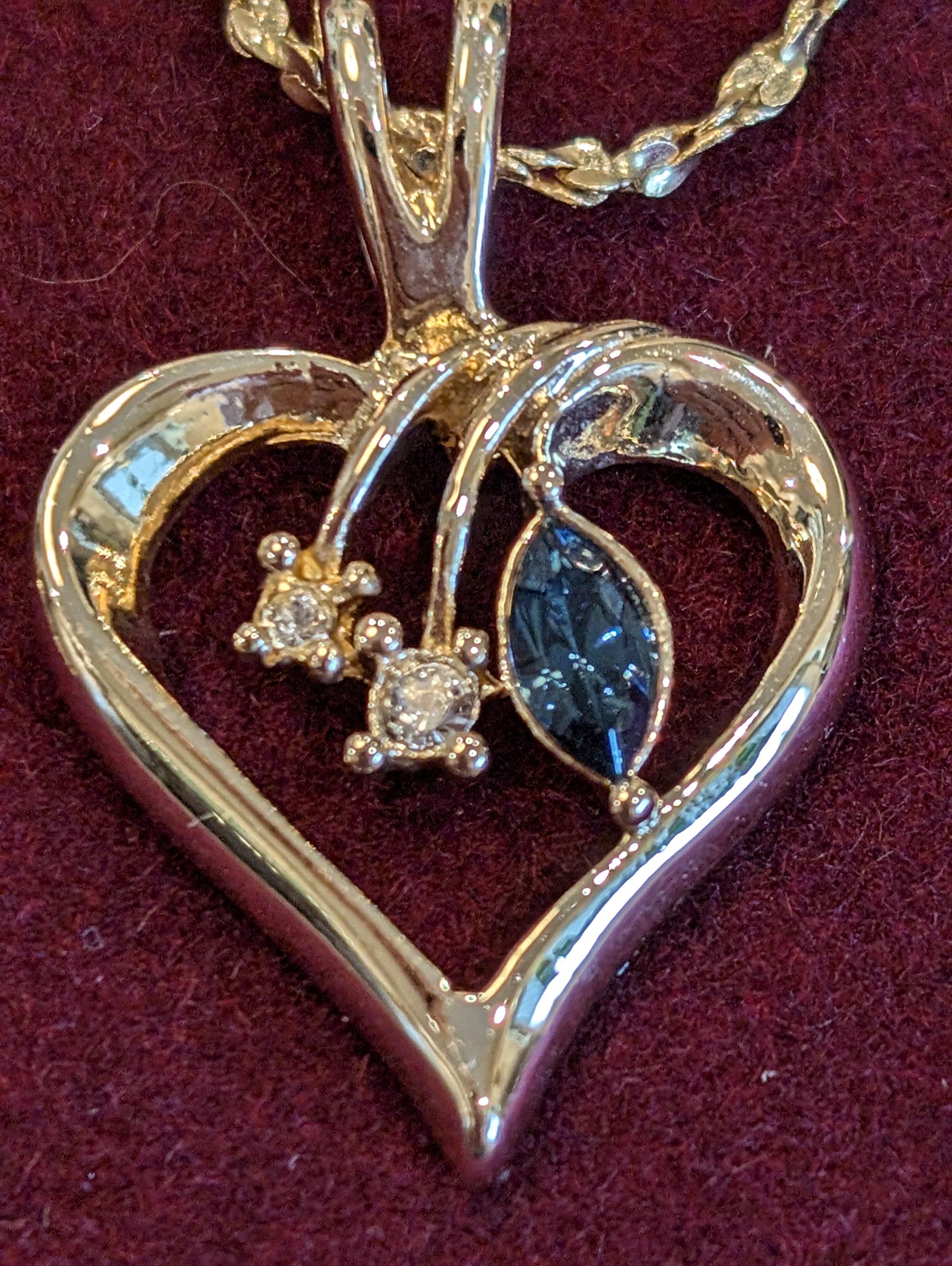 Gold tone heart Pendant necklace, view 6