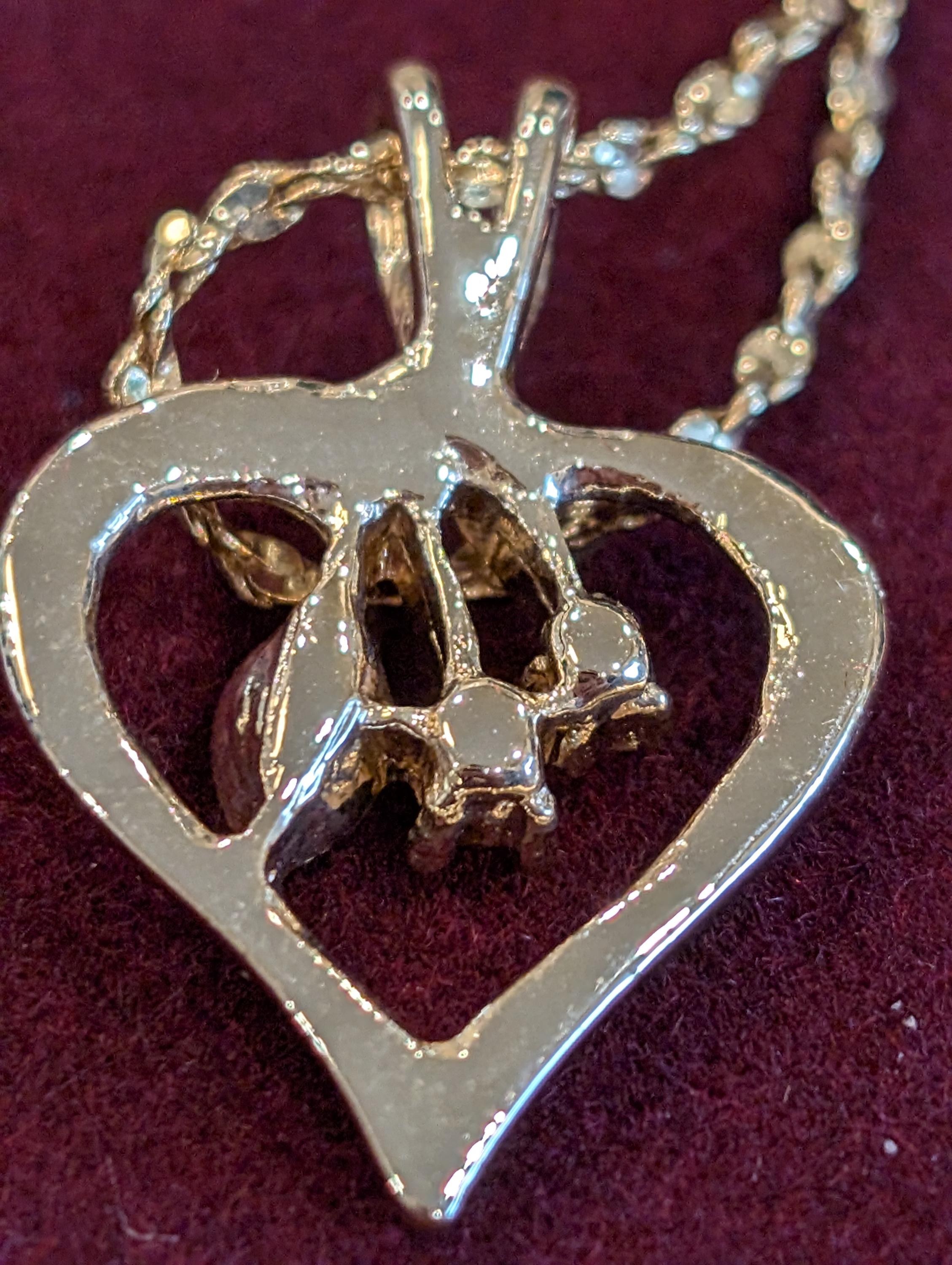Gold tone heart Pendant necklace, view 7
