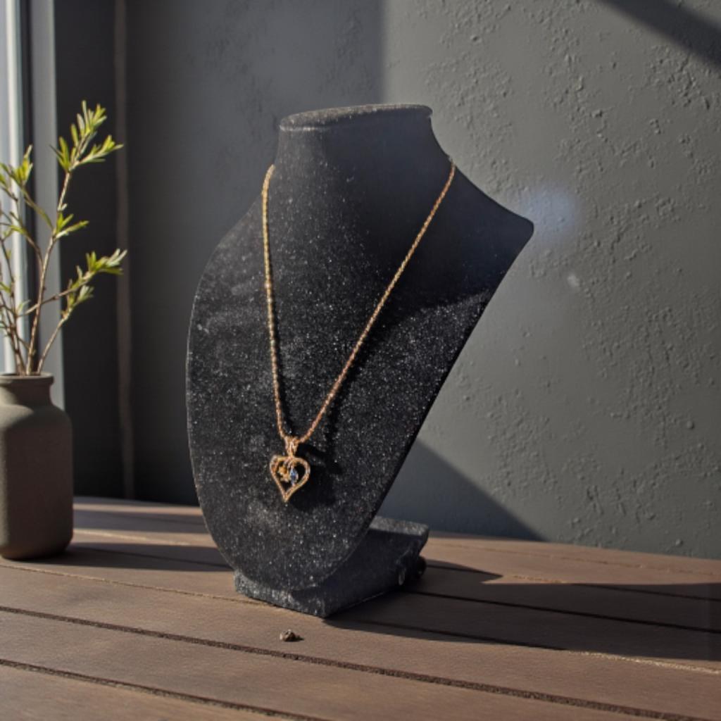 Gold tone heart Pendant necklace, view 10