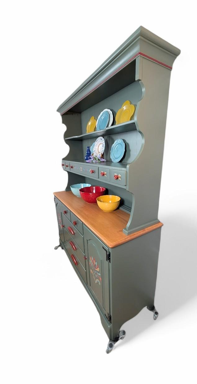 American made Hand Painted Solid Maple 2pc Hutch, view 2