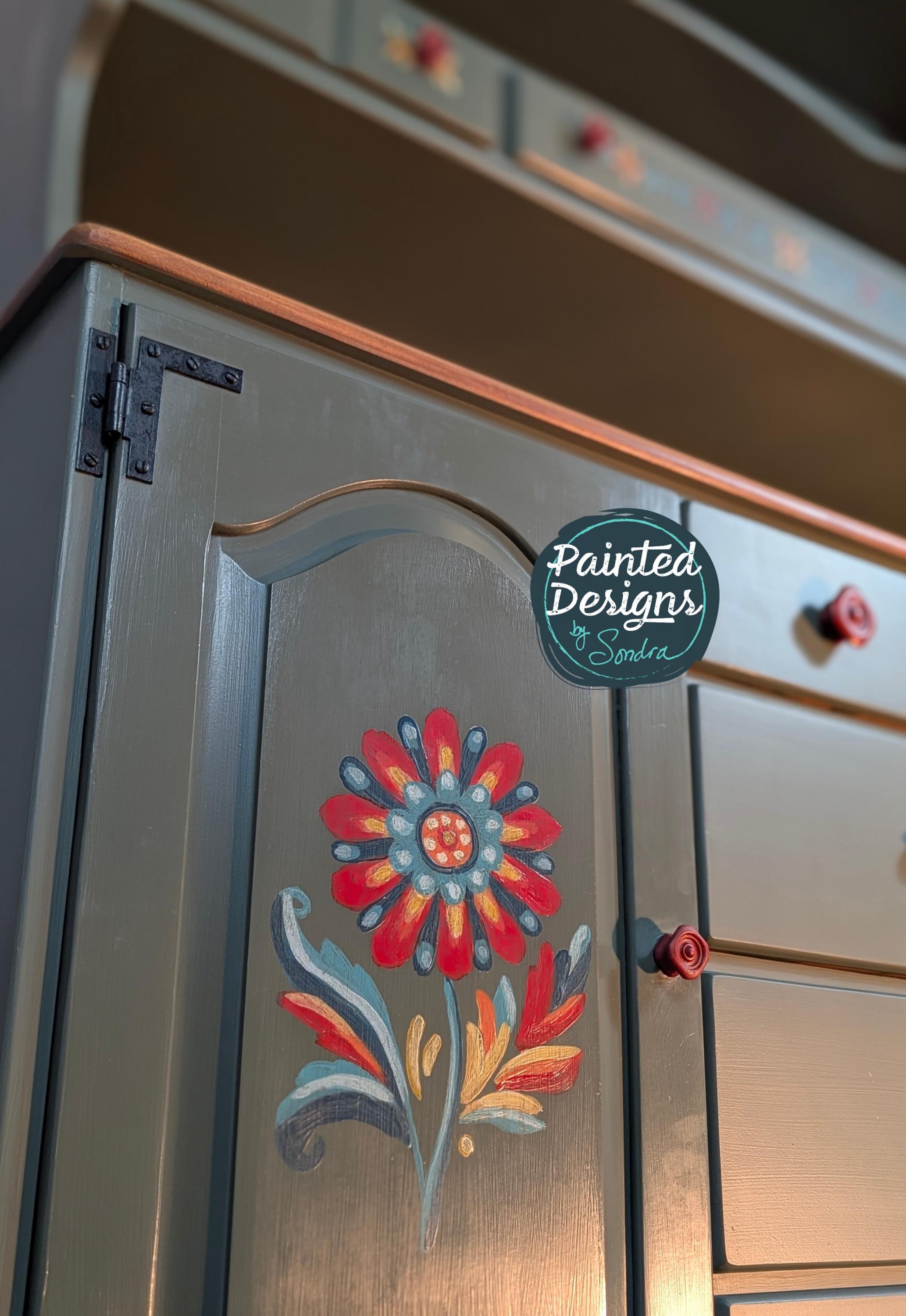 American made Hand Painted Solid Maple 2pc Hutch, view 15