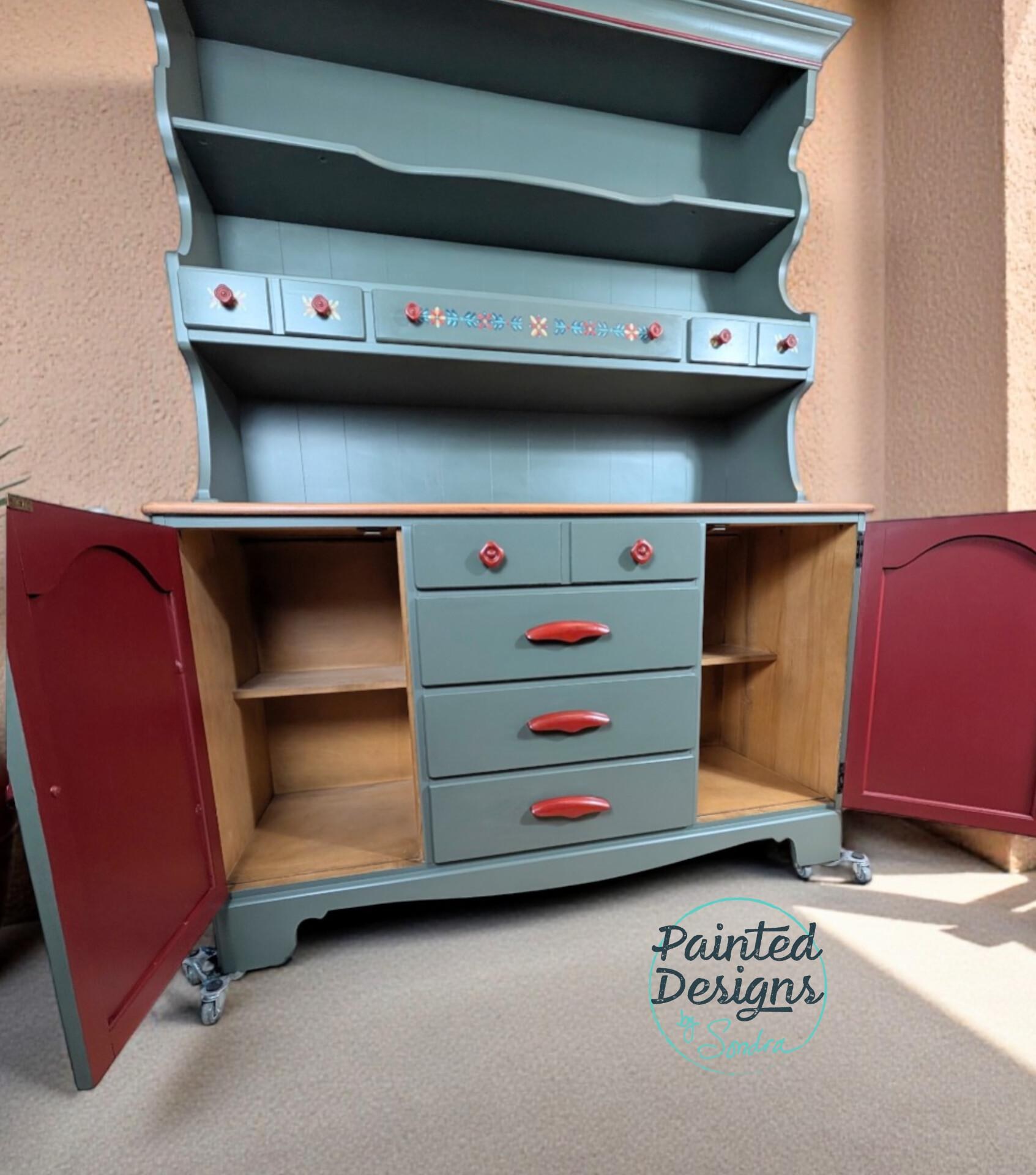 American made Hand Painted Solid Maple 2pc Hutch, view 19