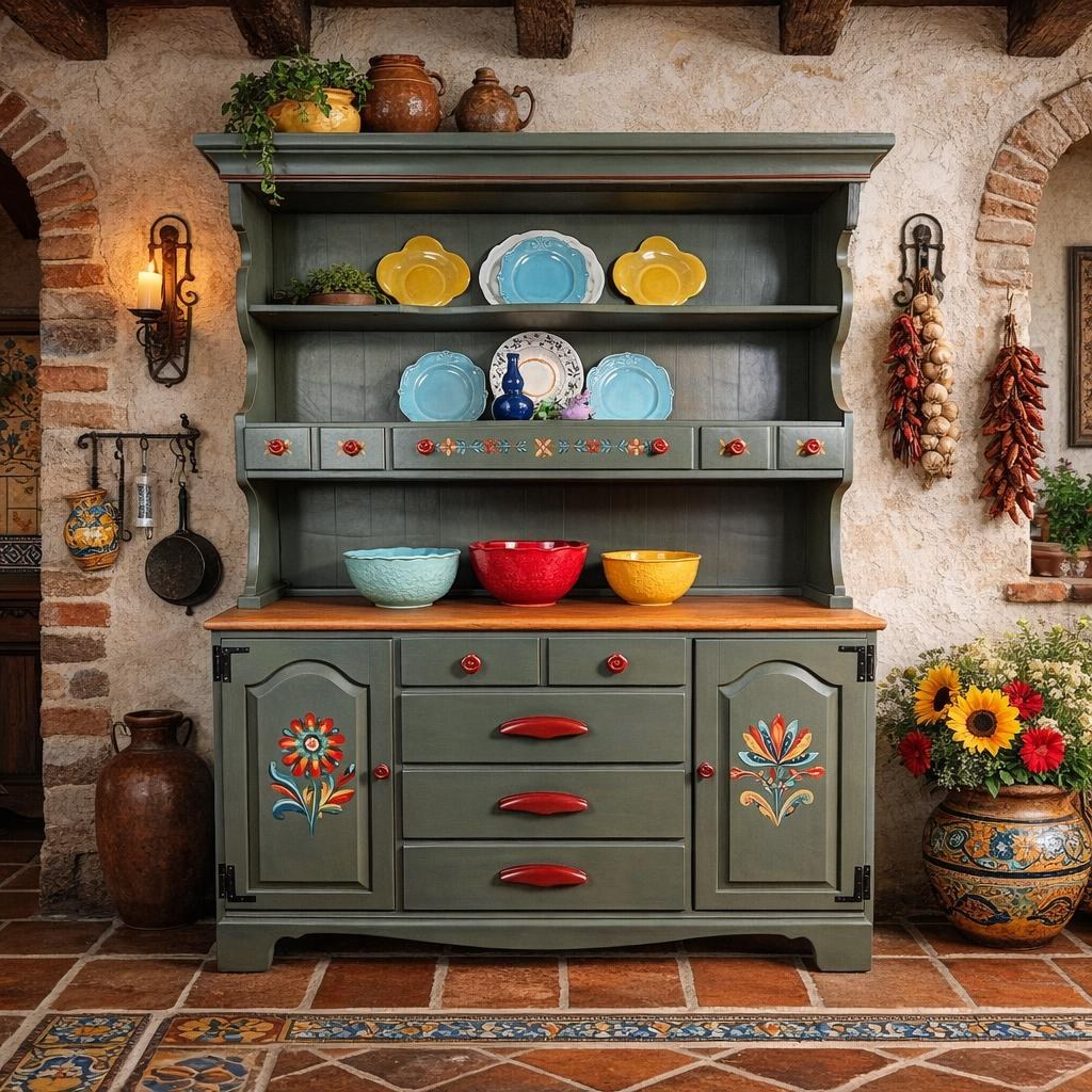 American made Hand Painted Solid Maple 2pc Hutch, view 10