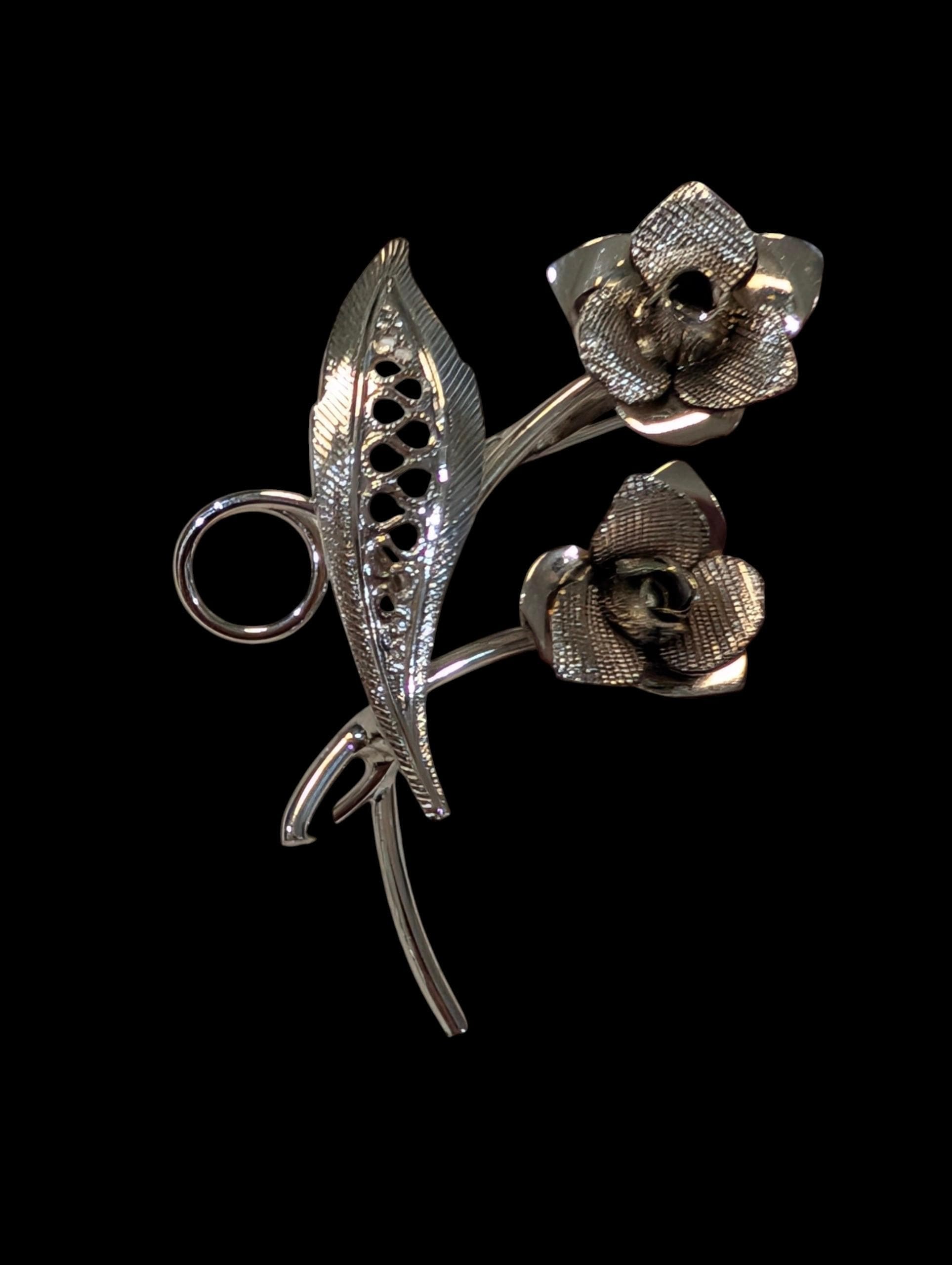 MCM Silver tone Flower Brooch