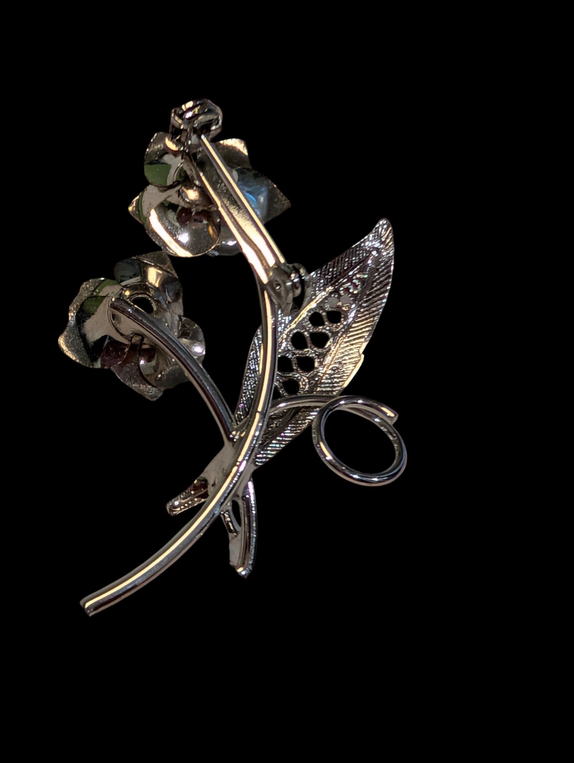 MCM Silver tone Flower Brooch, view 2