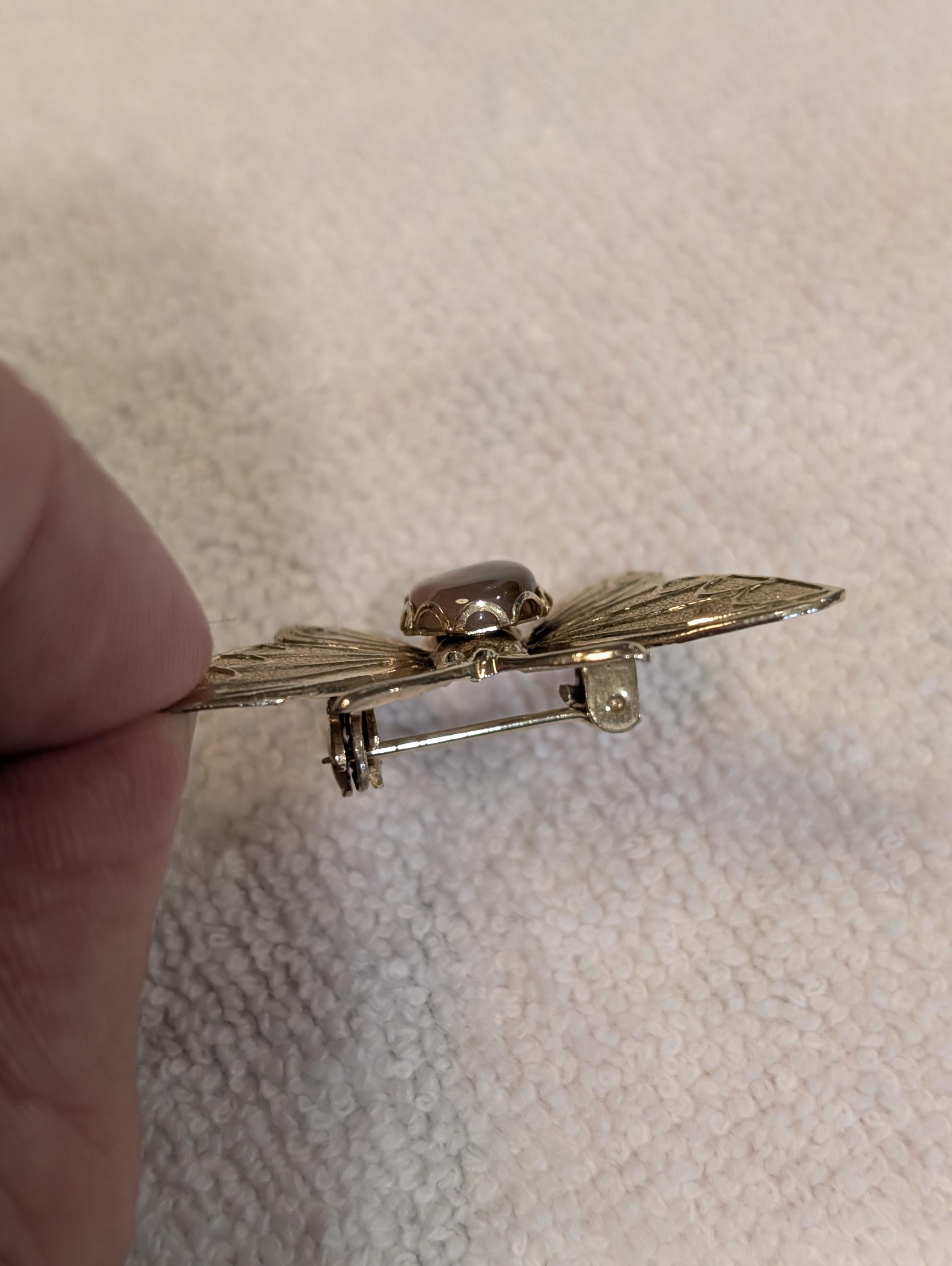 Tiger's Eye Butterfly Brooch Pin, view 4