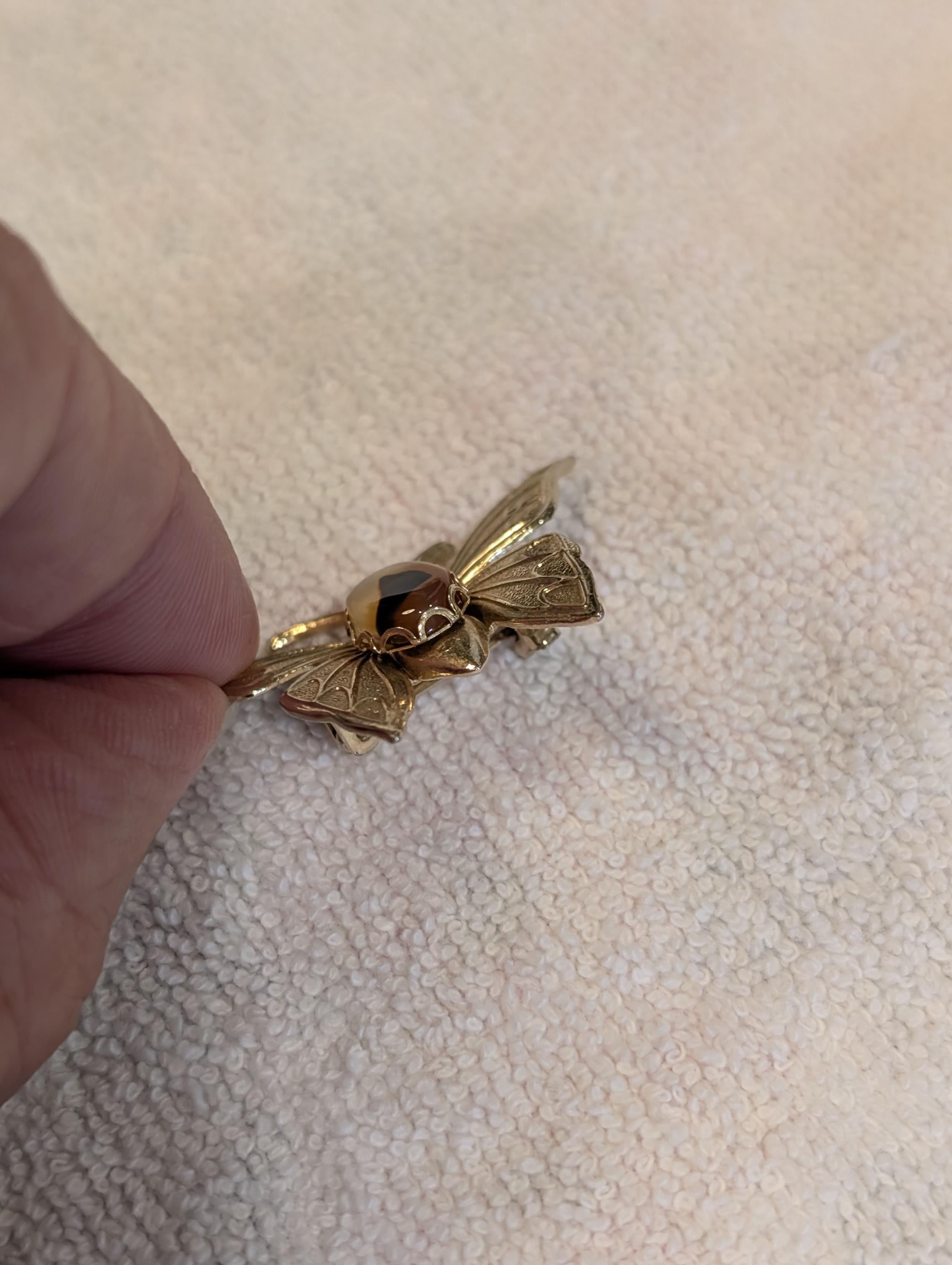 Tiger's Eye Butterfly Brooch Pin, view 5