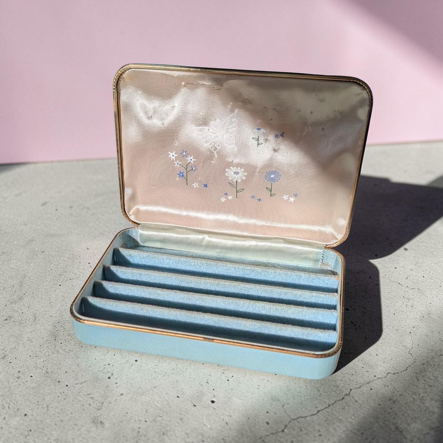 Vintage Blue Jewelry Box Farrington USA