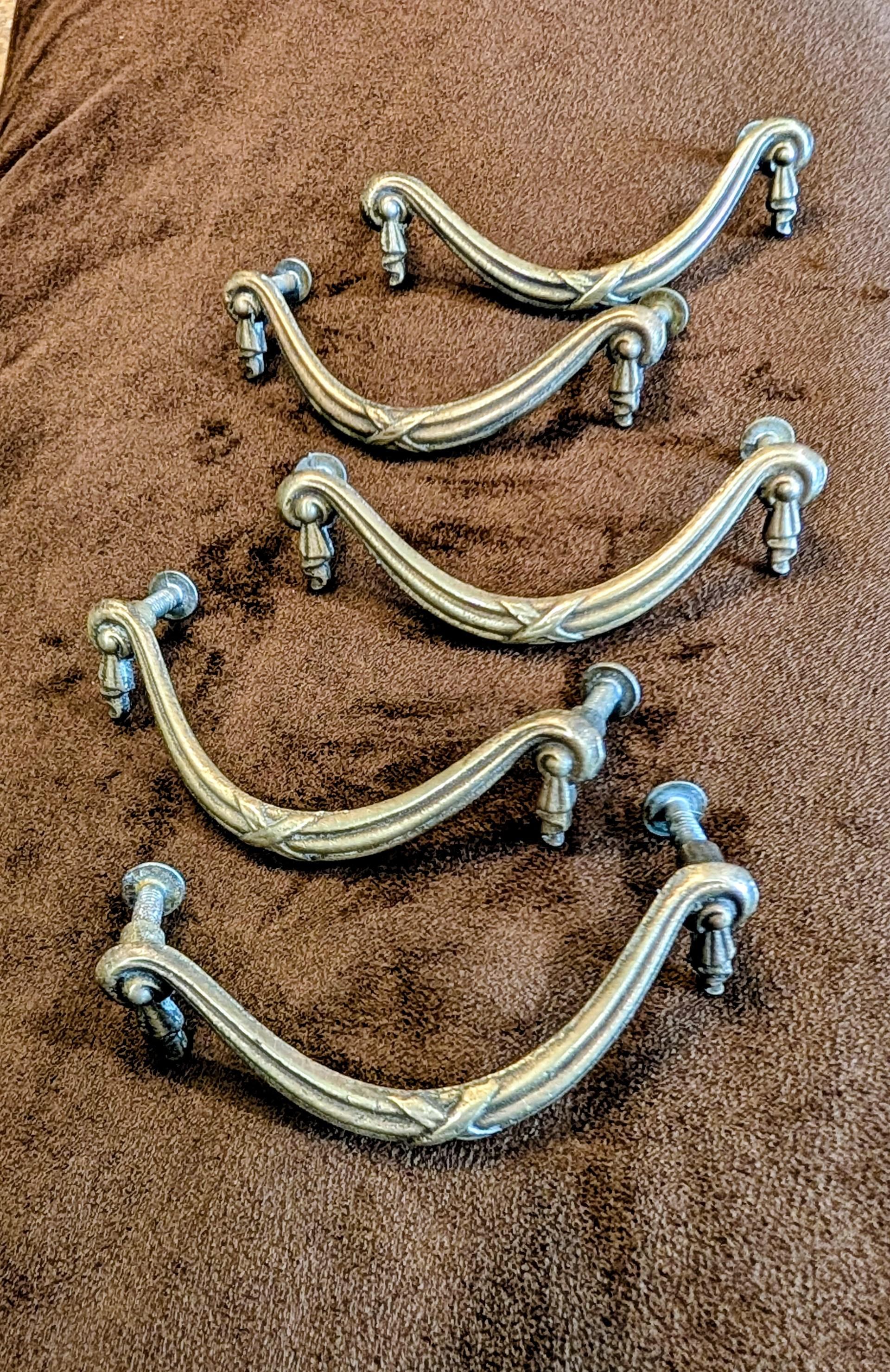 Vintage Federal Style Brass Drawer Pulls – 3” Center Hardware (5 available), view 2