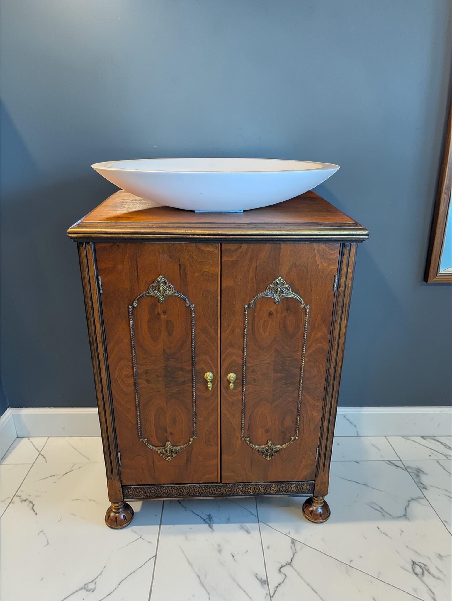 CUSTOM ORDER *OPTION: 1930s Gothic / Tudor Radio Cabinet Vanity