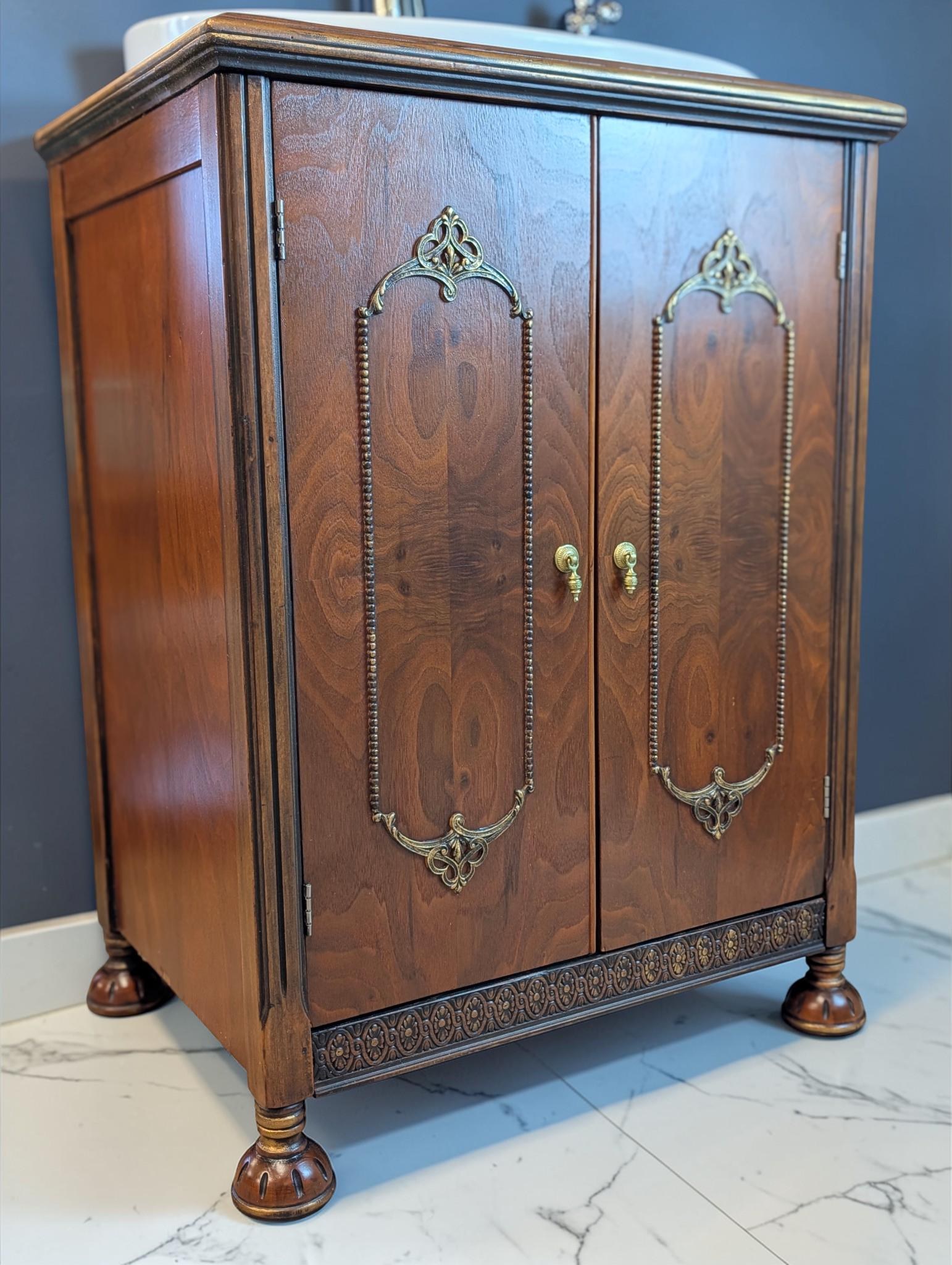 CUSTOM ORDER *OPTION: 1930s Gothic / Tudor Radio Cabinet Vanity, view 3