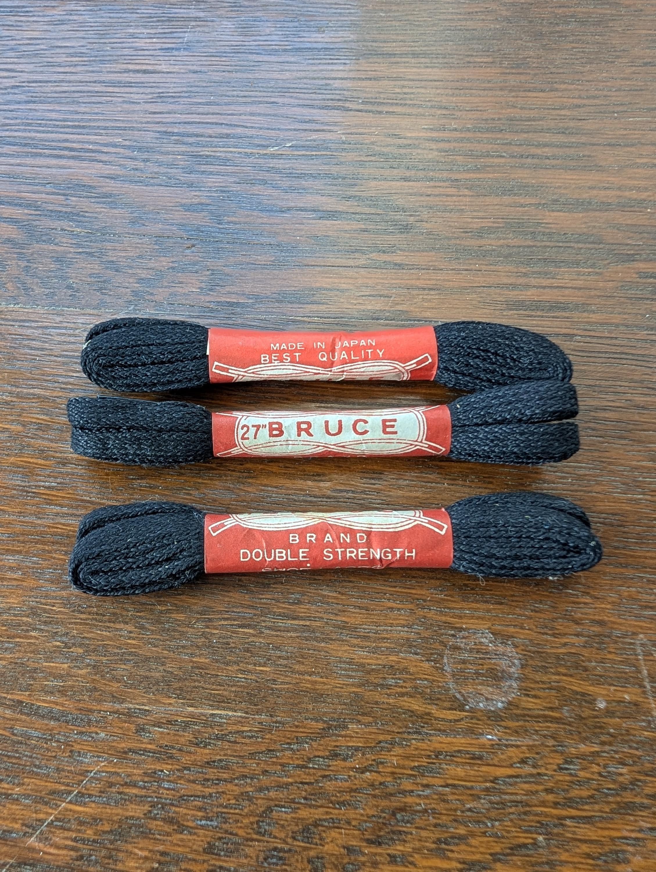 Vintage Bruce Brand Black Shoelaces, 27" Double Strength Made in Japan