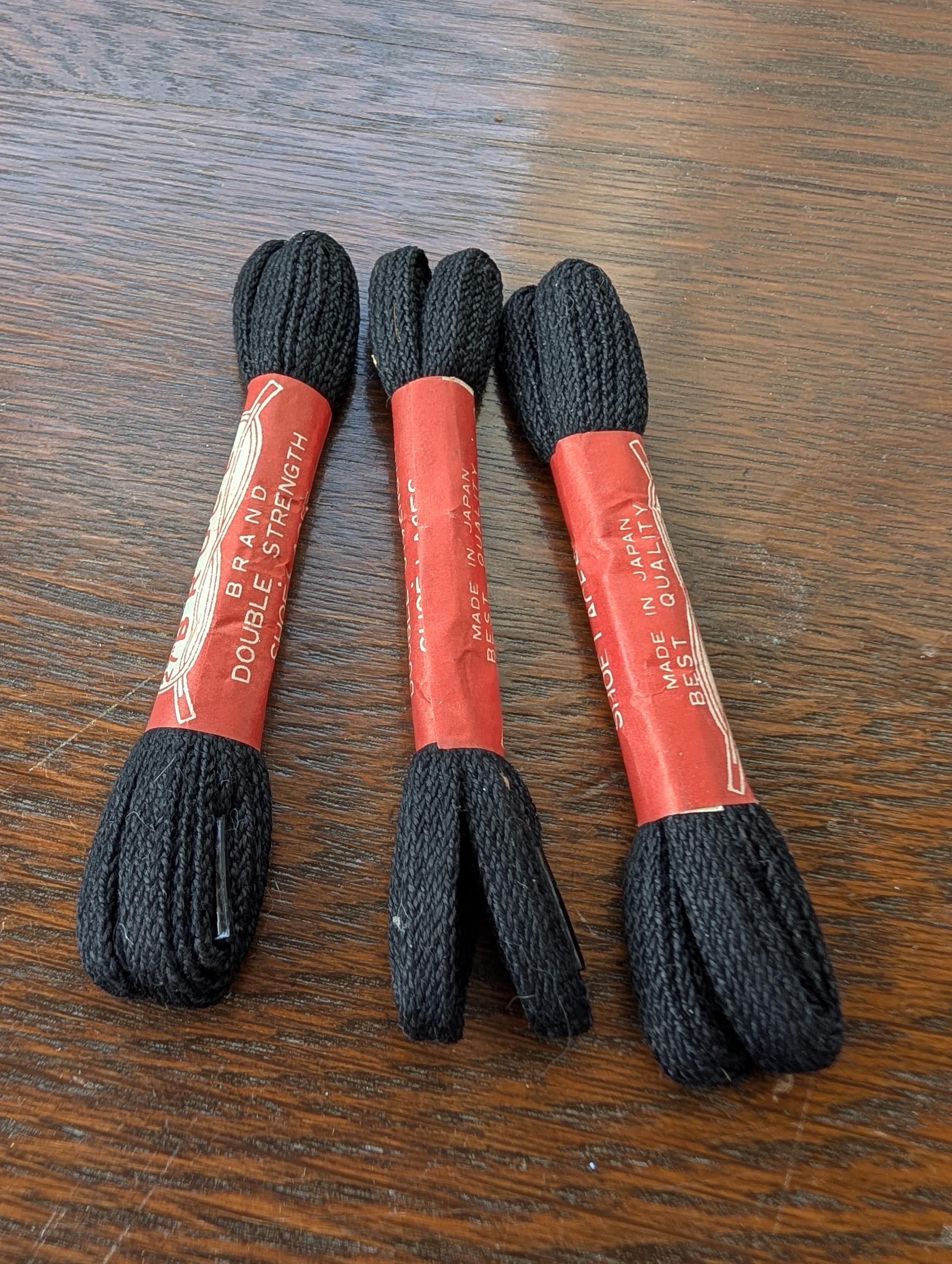 Vintage Bruce Brand Black Shoelaces, 27" Double Strength Made in Japan, view 2