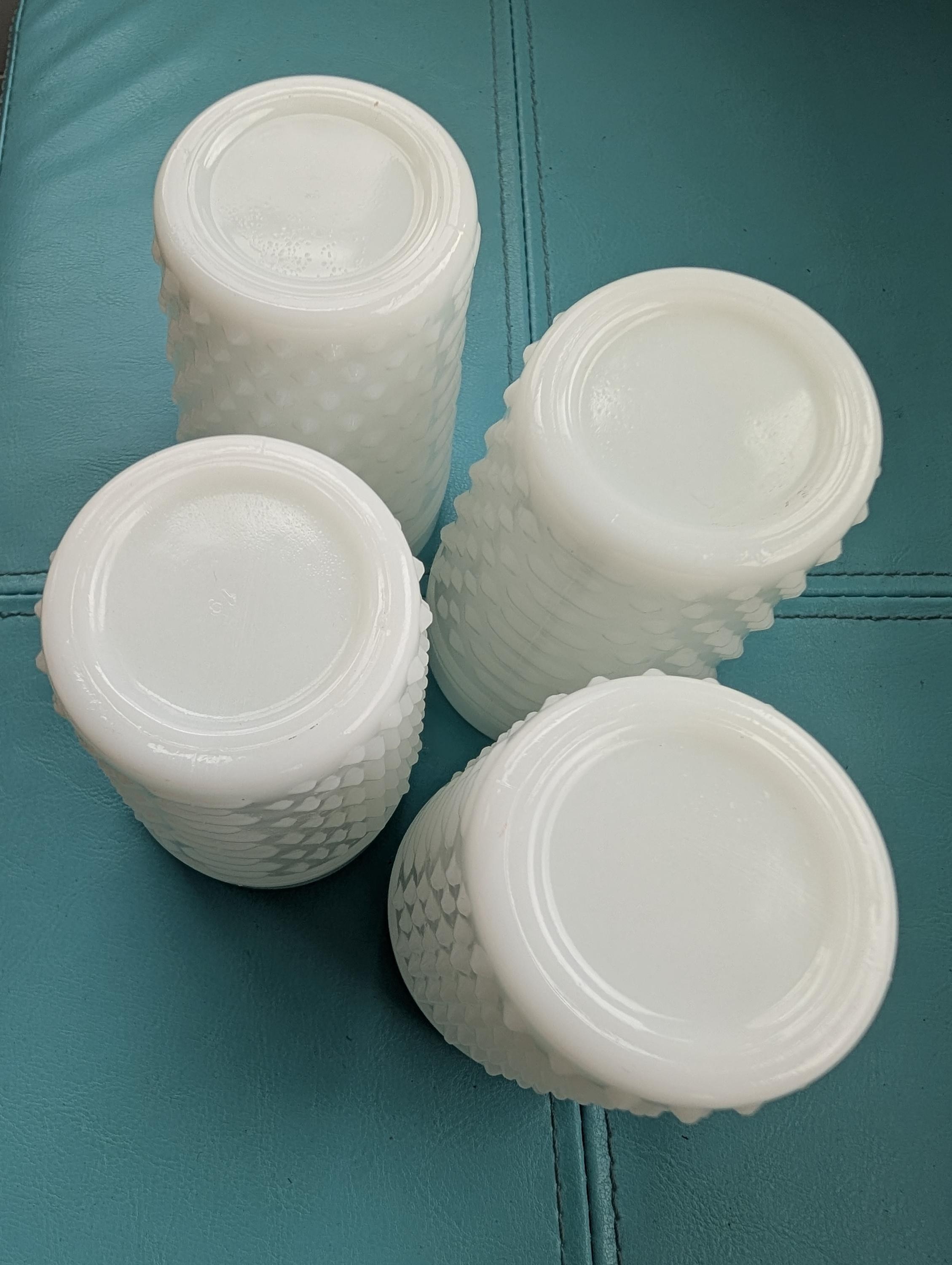 Vintage Anchor Hocking White Hobnail Milk Glass Juice Glasses Set of 4, view 2