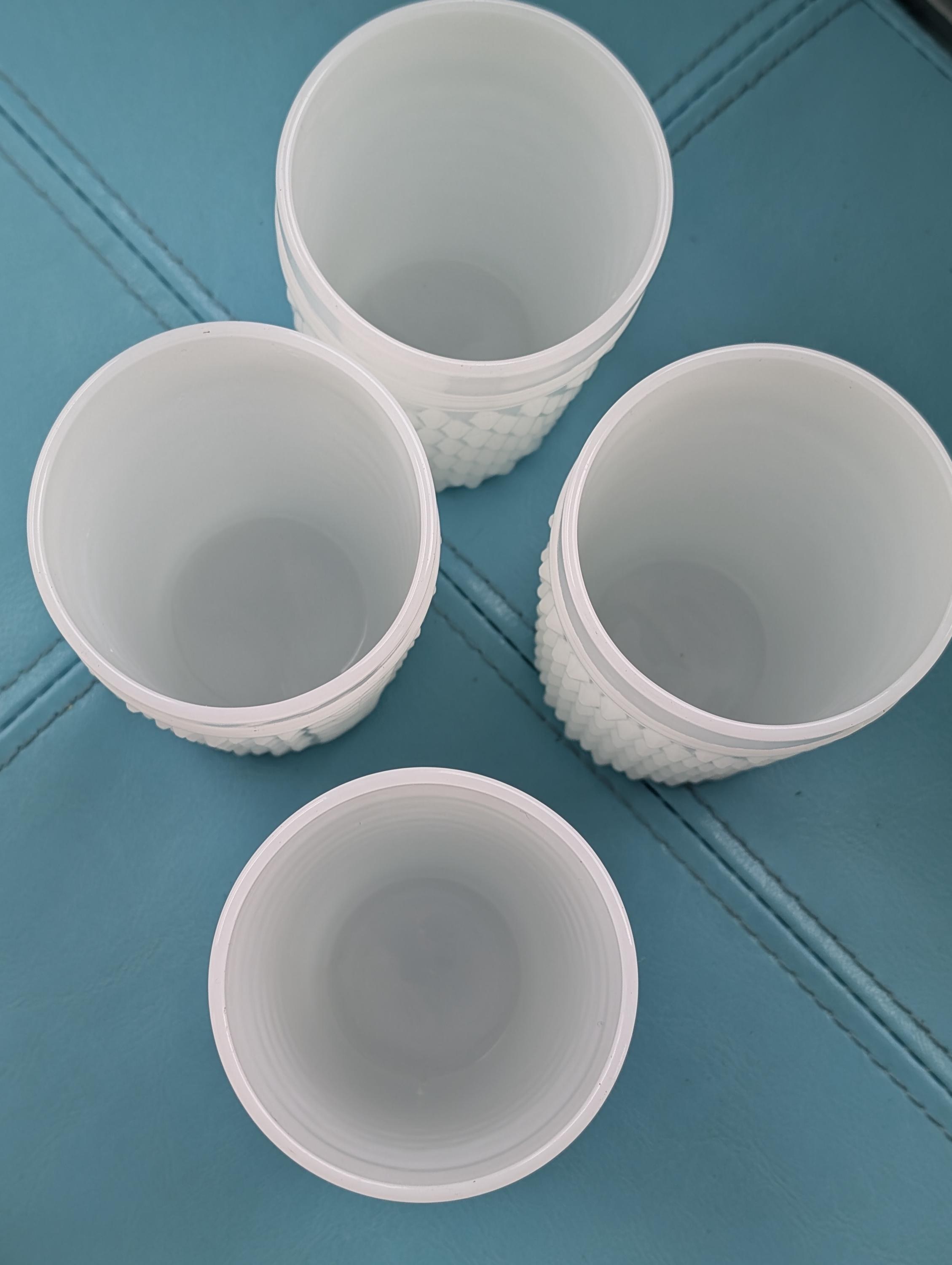 Vintage Anchor Hocking White Hobnail Milk Glass Juice Glasses Set of 4, view 5