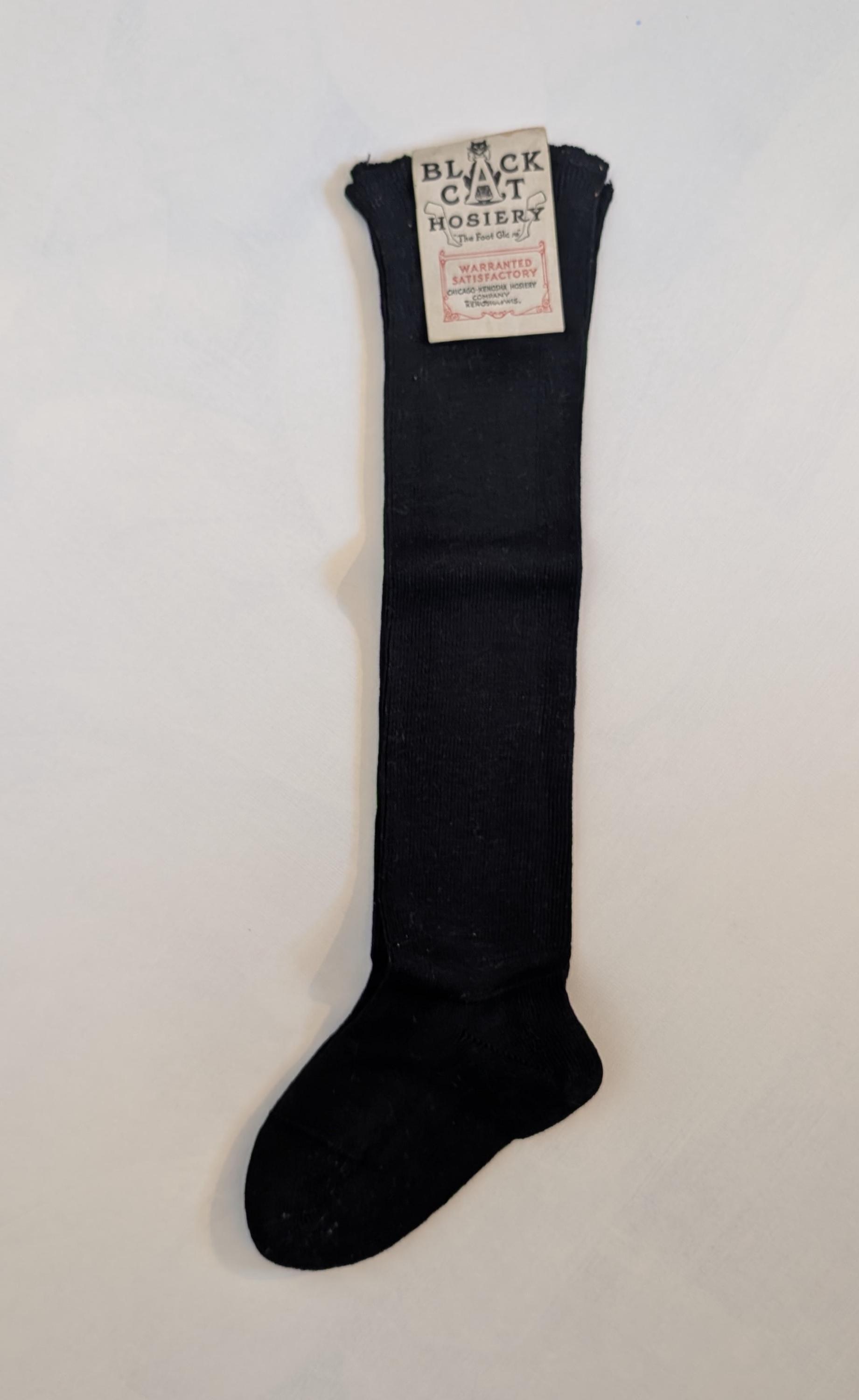 Vintage Black Cat Hosiery, NOS Ribbed Socks, Chicago Kenosha Hosiery Company, view 2