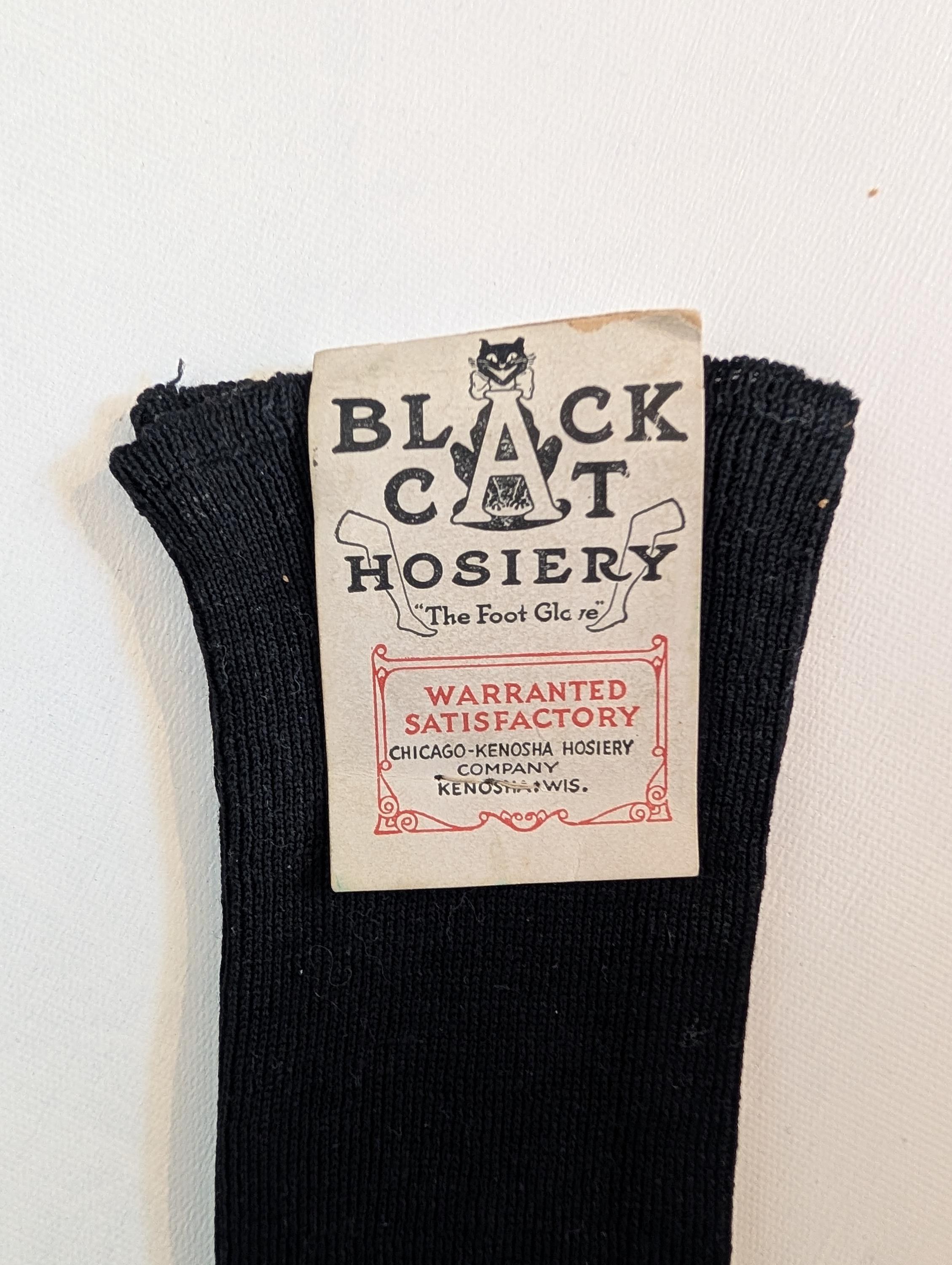 Vintage Black Cat Hosiery, NOS Ribbed Socks, Chicago Kenosha Hosiery Company, view 5