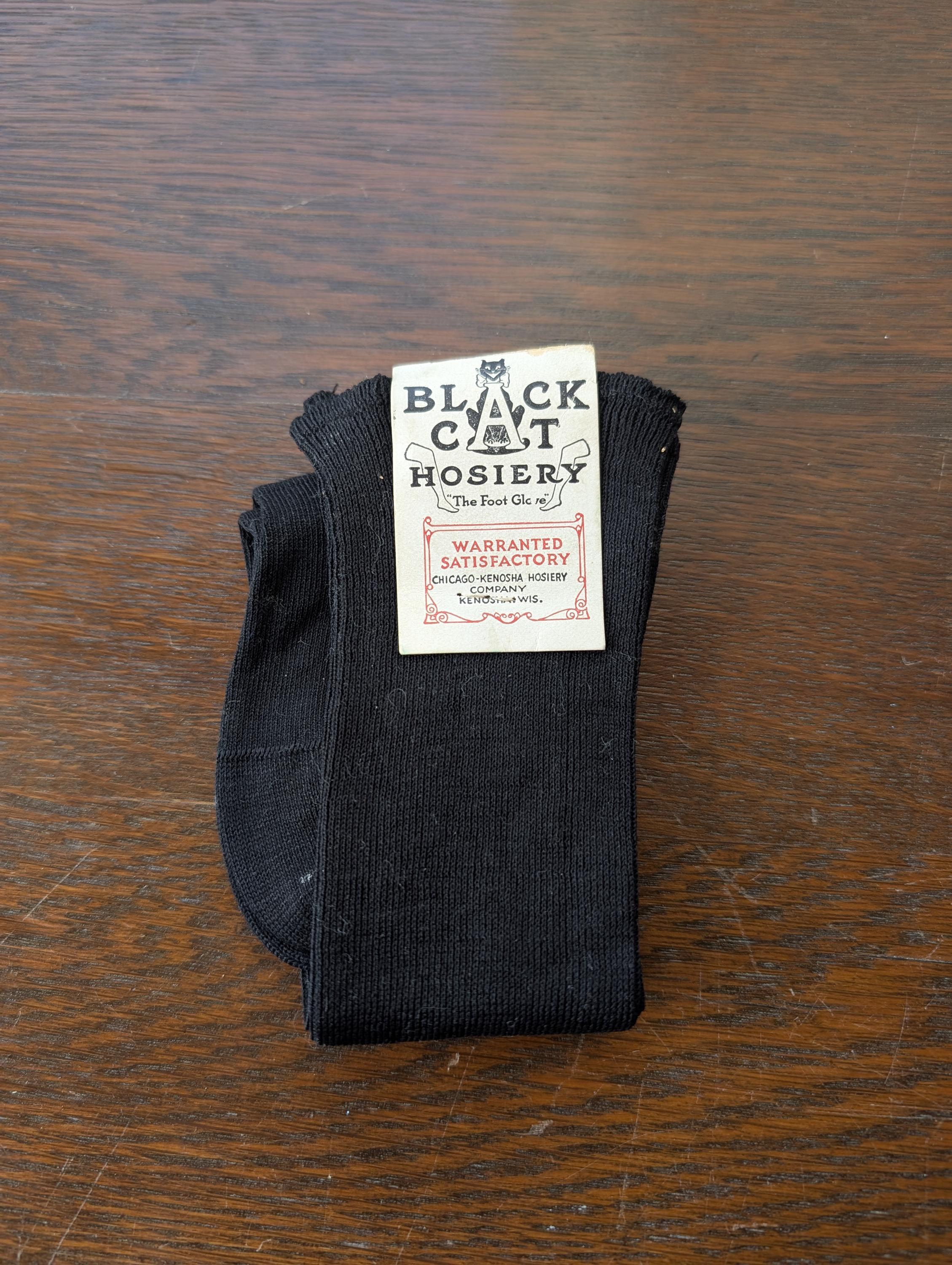 Vintage Black Cat Hosiery, NOS Ribbed Socks, Chicago Kenosha Hosiery Company, view 7