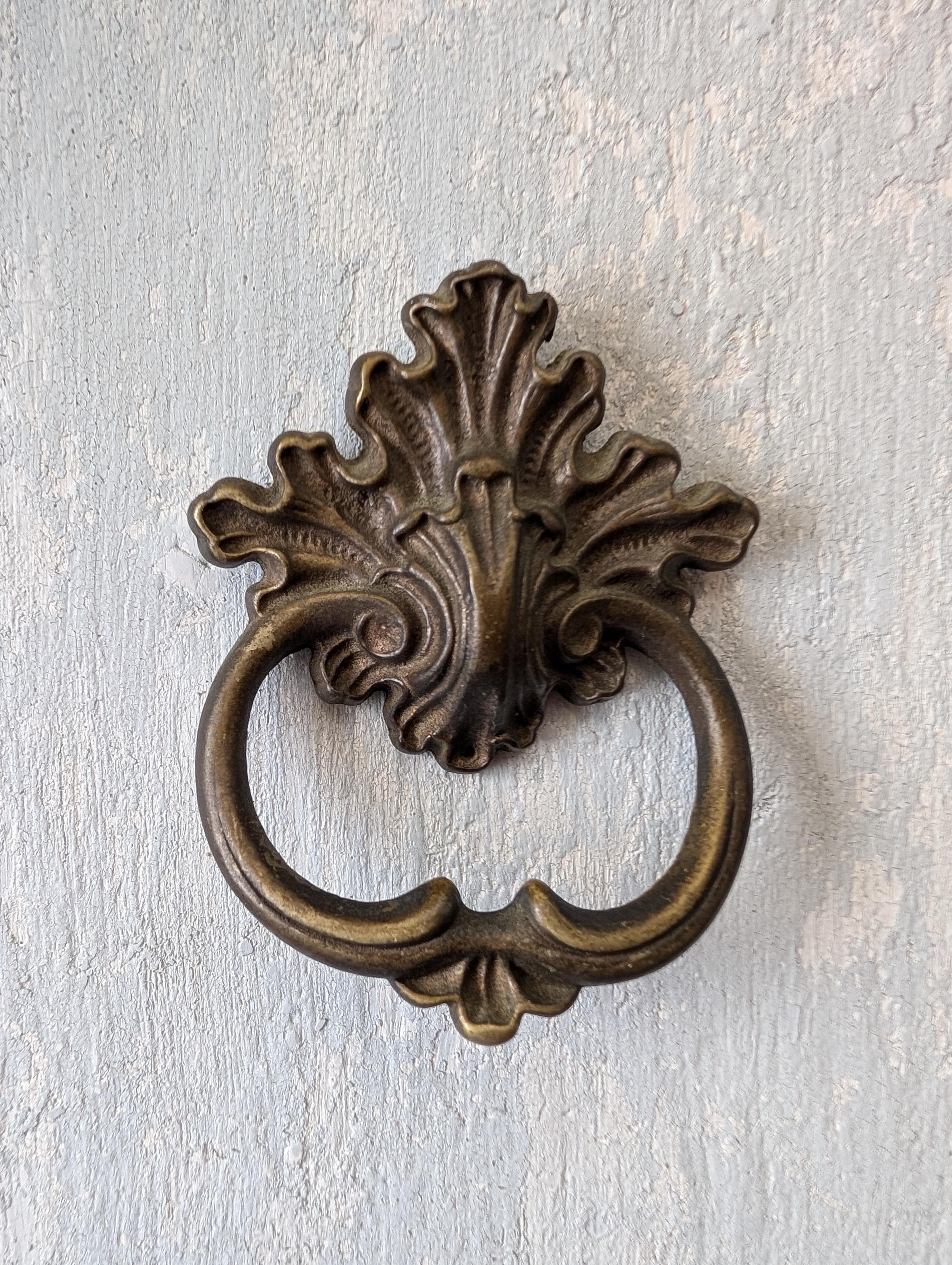 Pair of Vintage Solid Brass French Provincial Ring Pulls