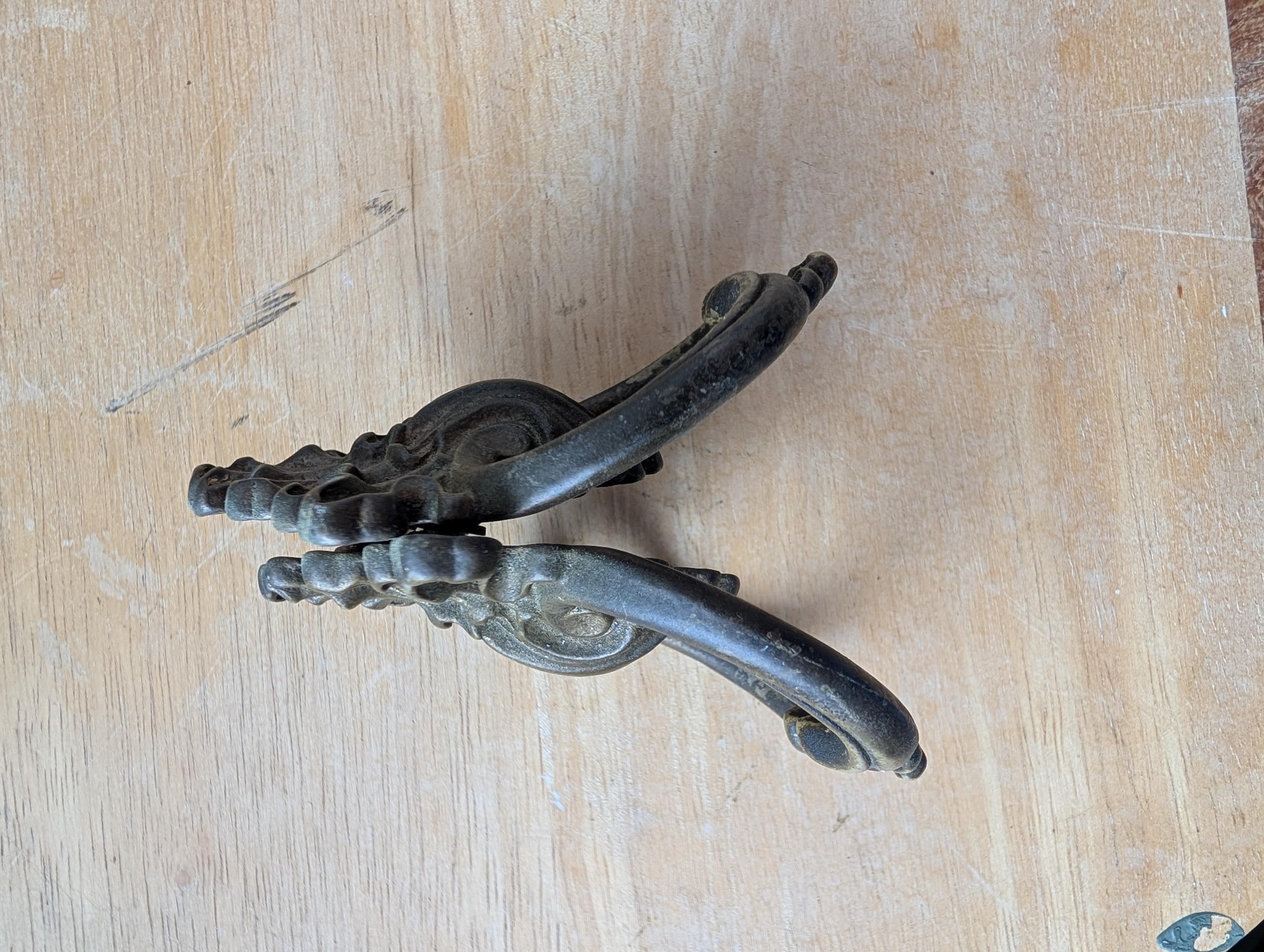 Pair of Vintage Solid Brass French Provincial Ring Pulls, view 3