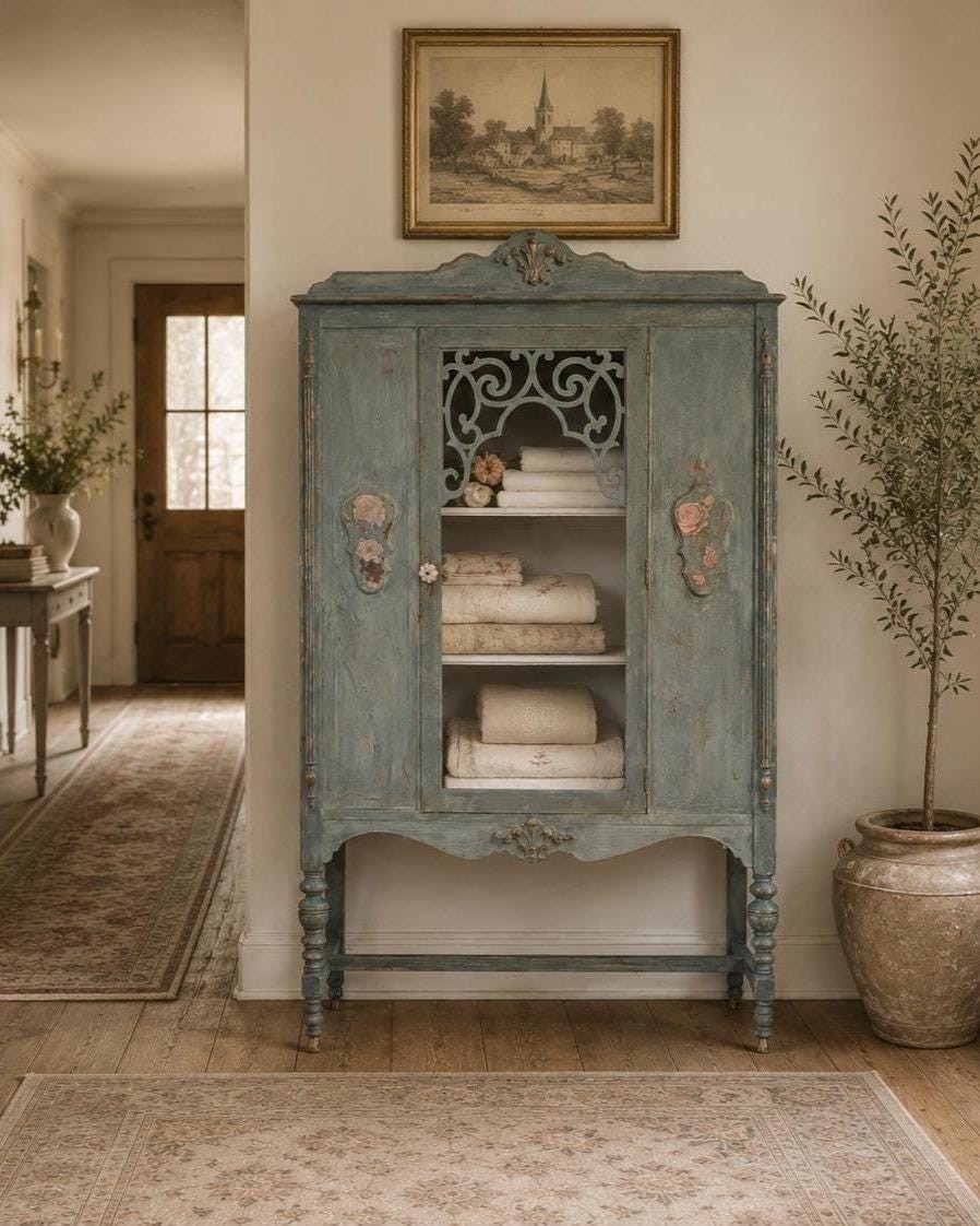 Antique French Cottage Display Cabinet