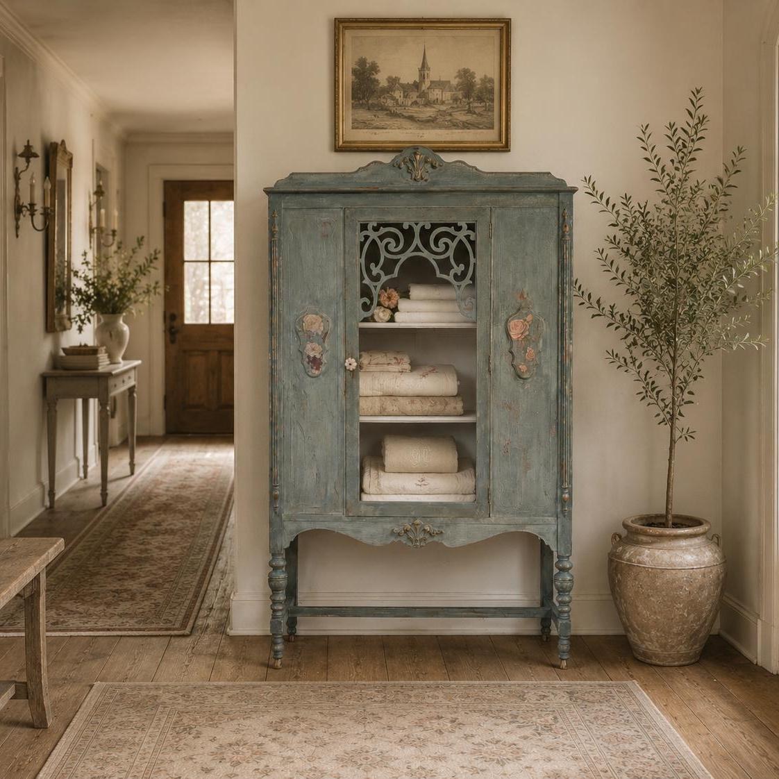 Antique French Cottage Display Cabinet, view 19