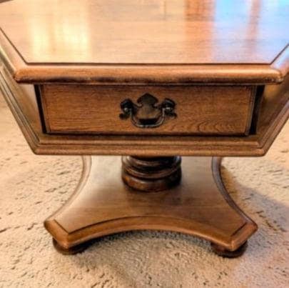 Ethan Allen Drawer Pull 2" Center Vintage Hexagon Coffee Table Hardware Replacement A6154 DC, view 3