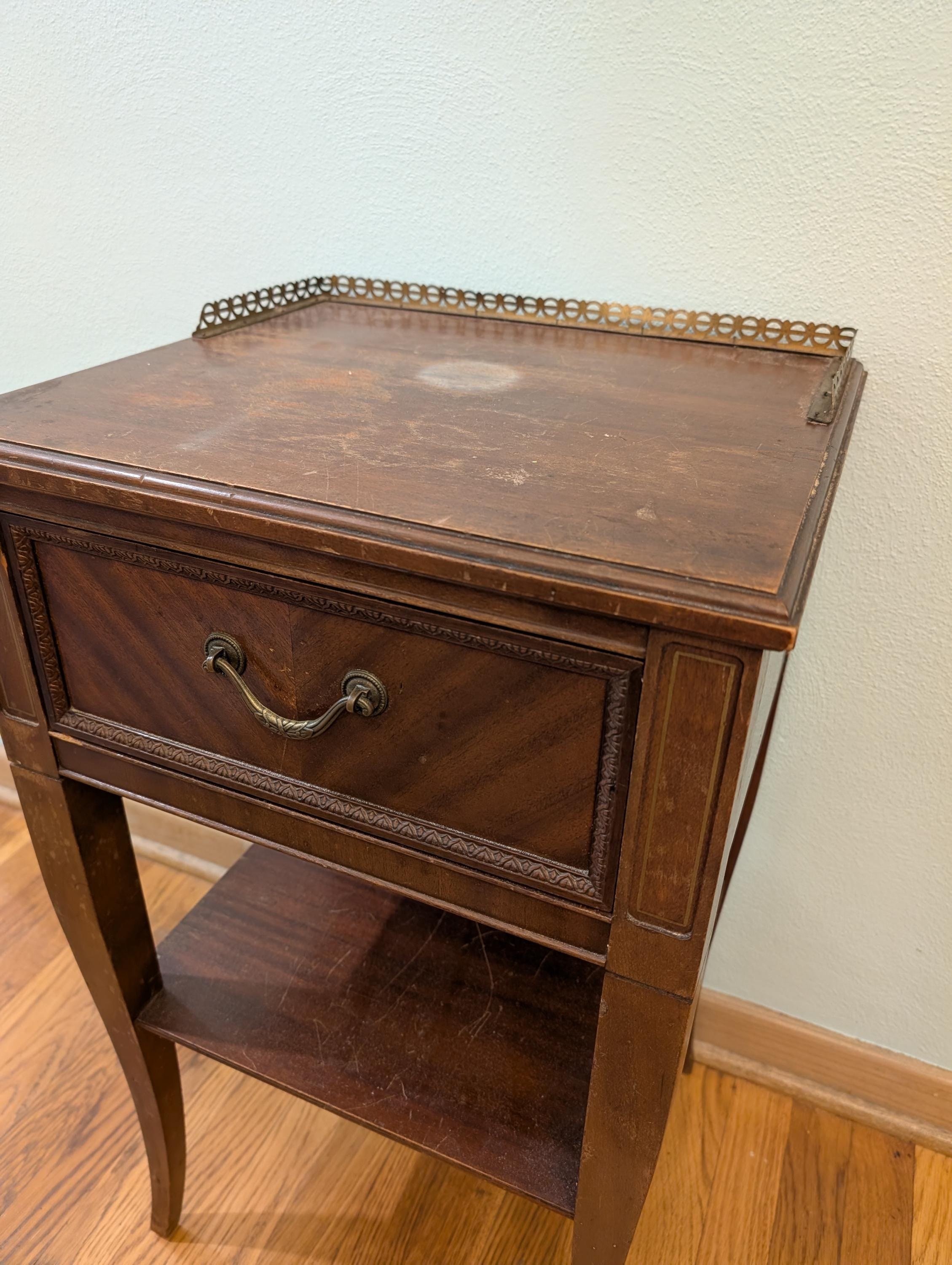 CUSTOMIZABLE Nightstand: 100-Year-Old Heirloom, Original Hardware, Custom Finish Option, view 2