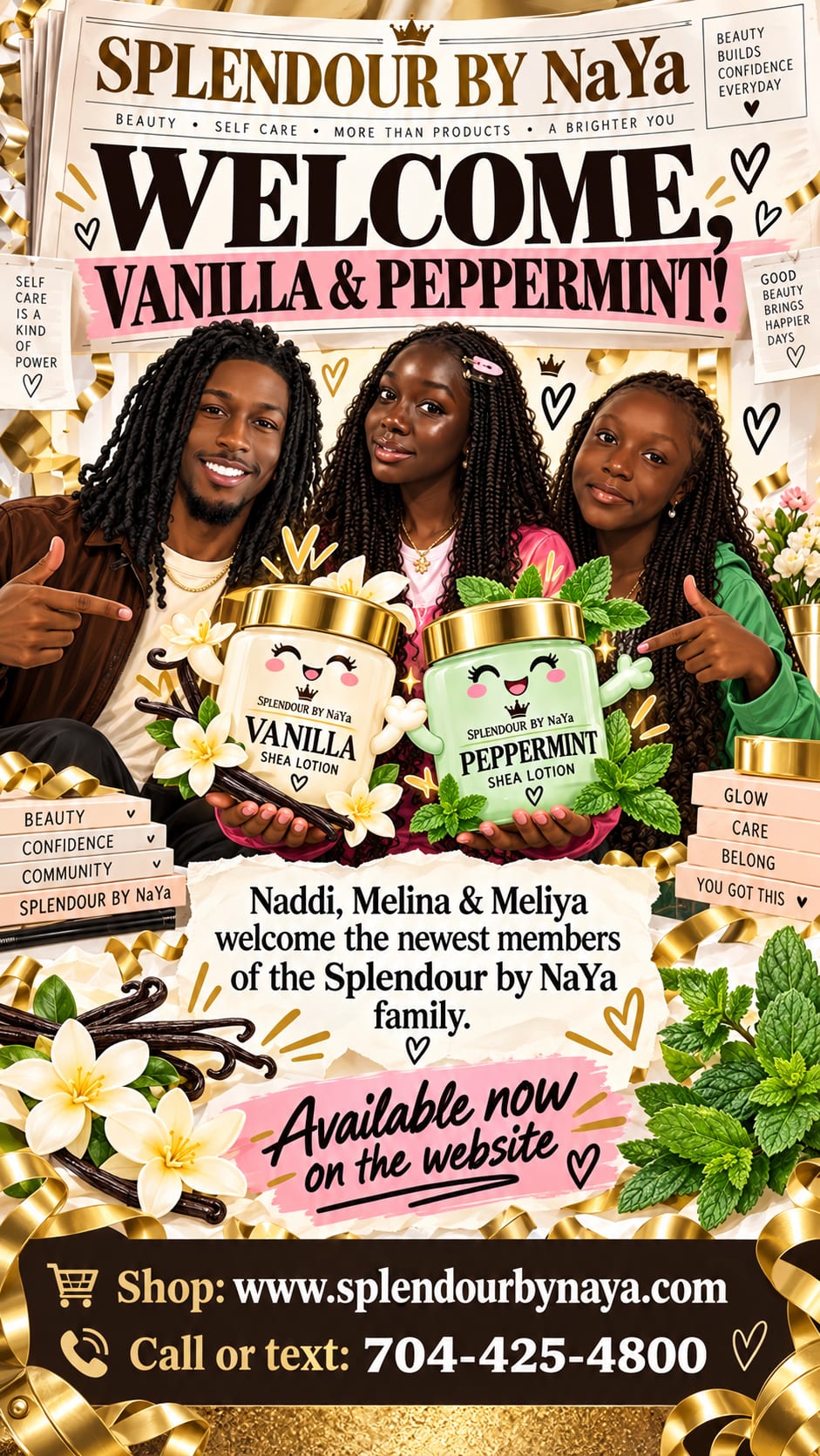 The Splendour By NaYa family welcoming Vanilla and Peppermint body lotion