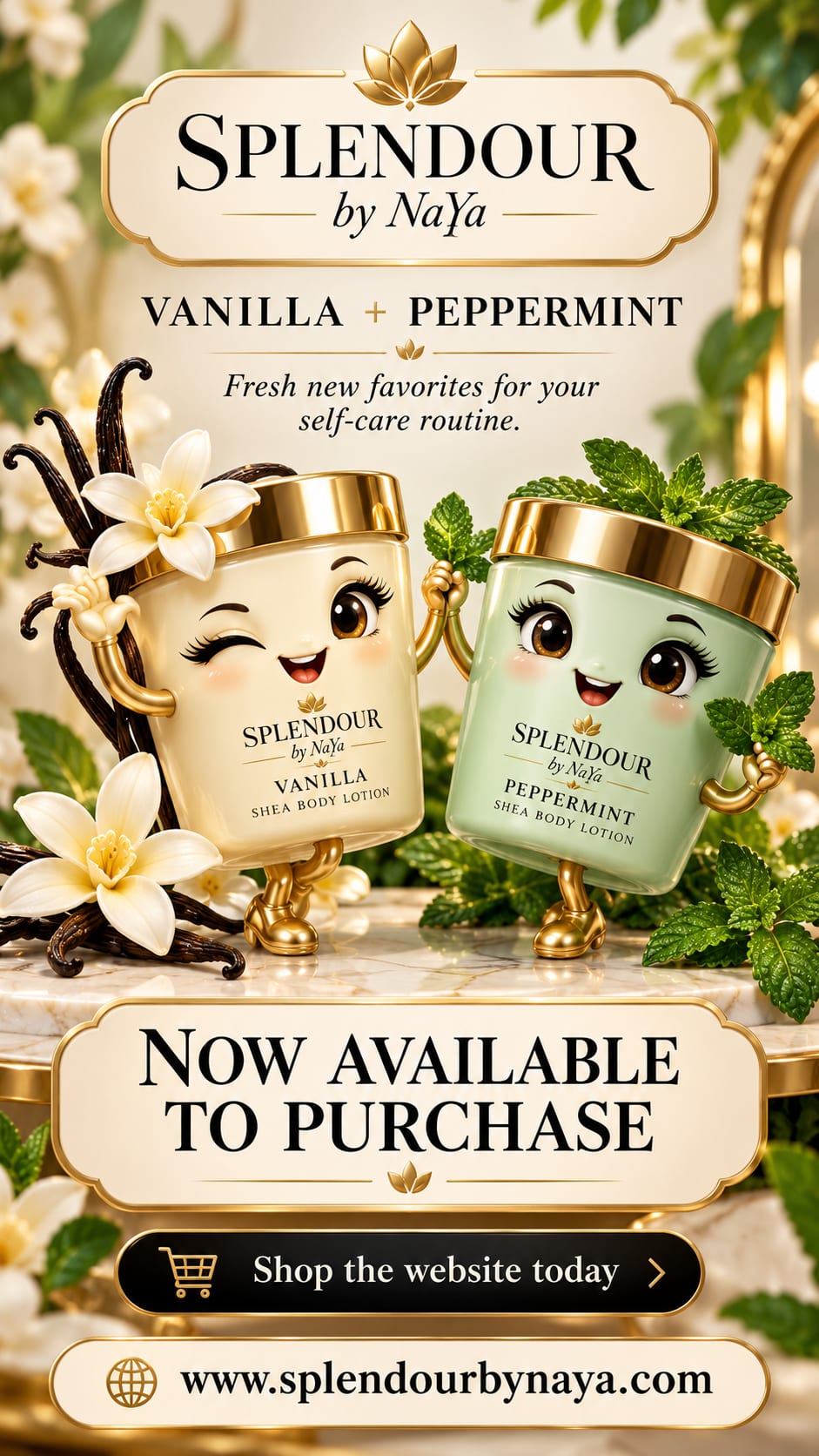 Vanilla and Peppermint shea body lotion introduced as fresh new favorites
