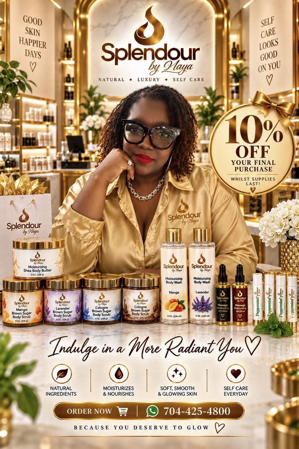 Splendour By NaYa maker holding a jar of whipped shea body butter