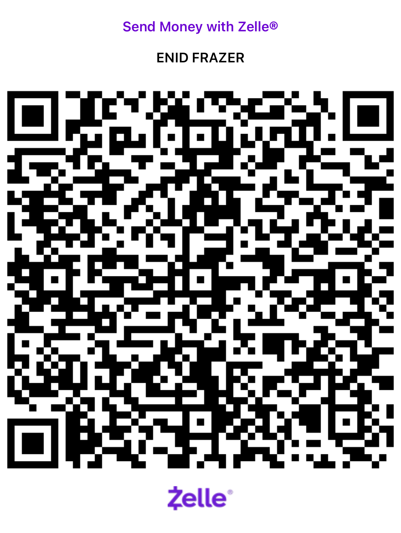 Zelle payment QR code for Splendour By NaYa